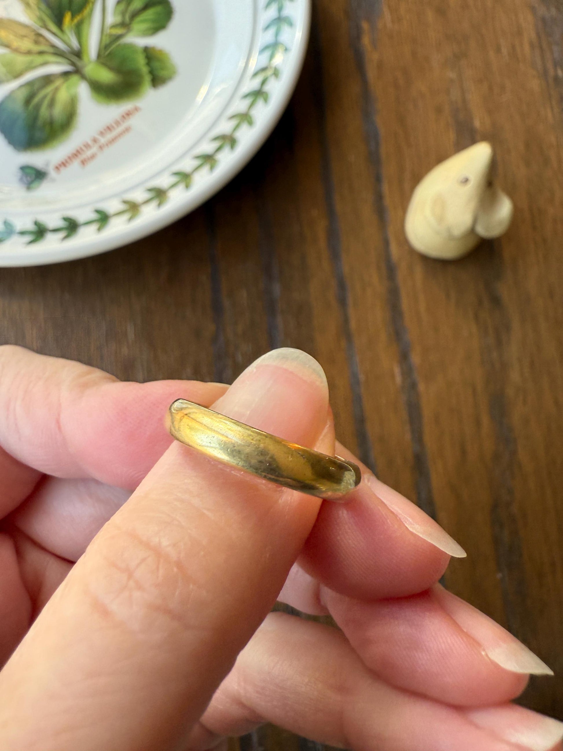 French ANTIQUE 4.3g 18k Gold Wedding RING 3.8mm Wide Band Comfort Fit Stacker Love Gift Unisex Man