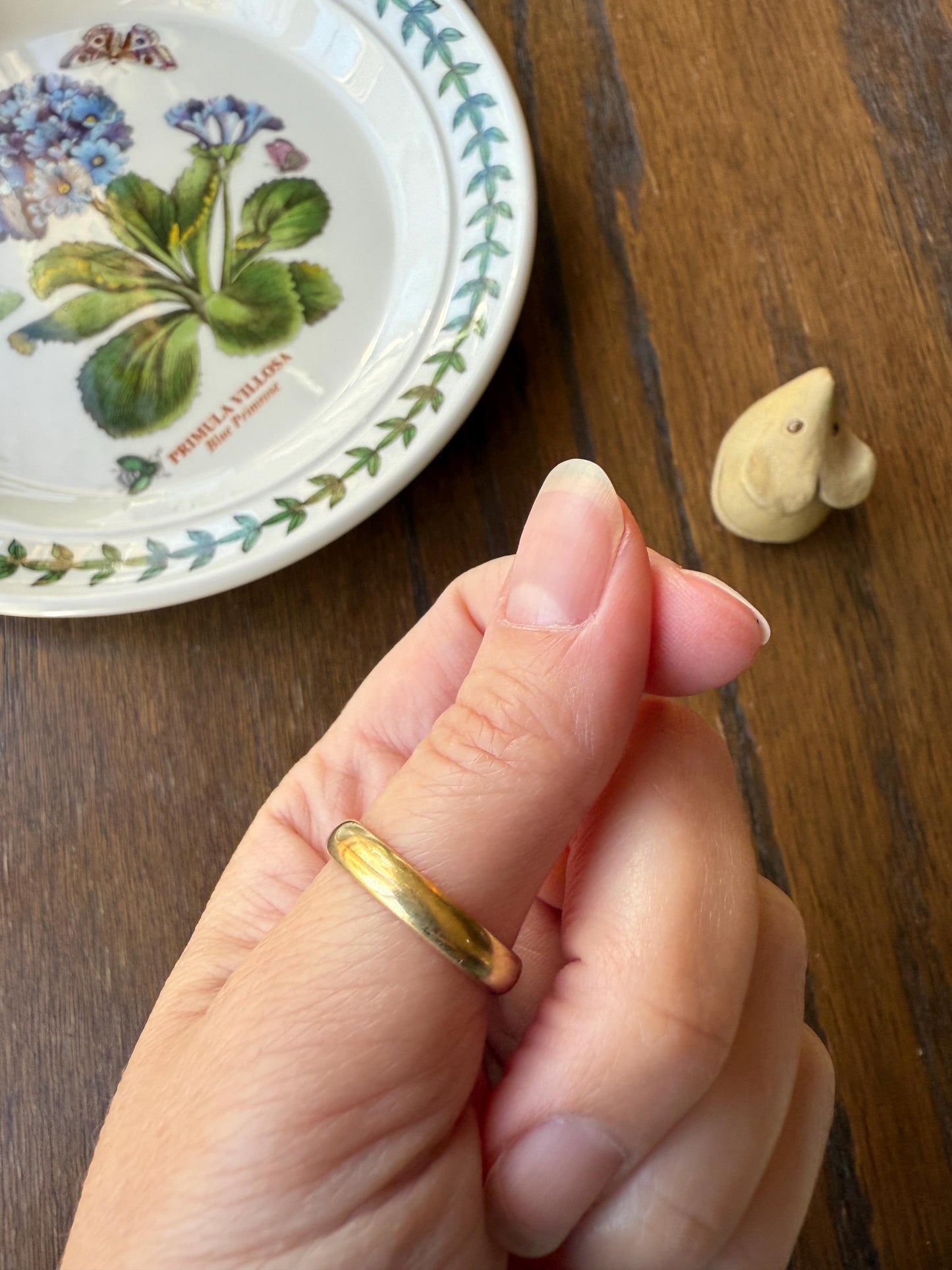 French ANTIQUE 4.3g 18k Gold Wedding RING 3.8mm Wide Band Comfort Fit Stacker Love Gift Unisex Man