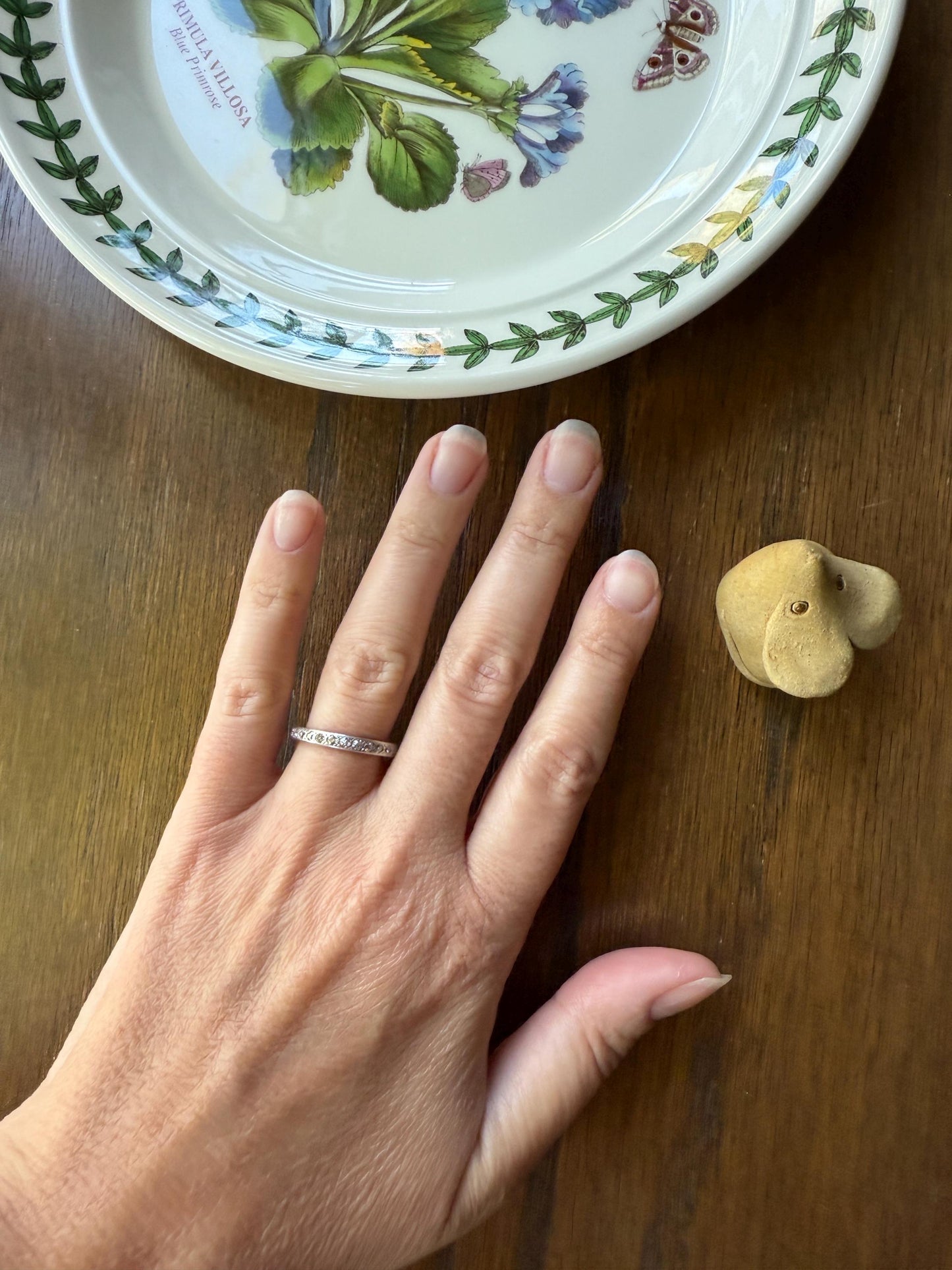 PLATINUM Edwardian Antique 22 Old Mine Single Cut DIAMOND Full Eternity Band Ring Romantic Gift Wedding Stacker .7 Ct OMC Engraved Edge