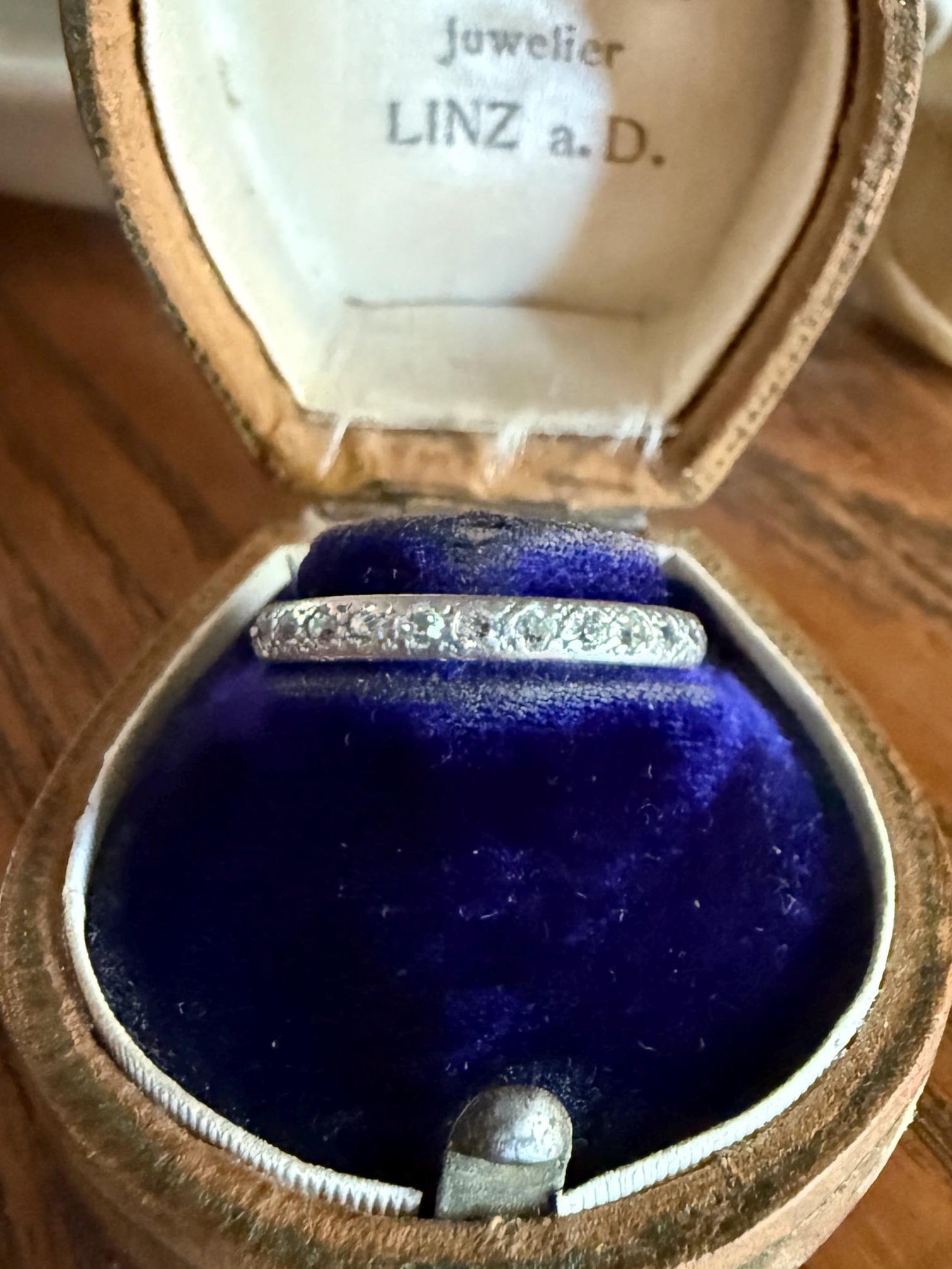 PLATINUM Edwardian Antique 22 Old Mine Single Cut DIAMOND Full Eternity Band Ring Romantic Gift Wedding Stacker .7 Ct OMC Engraved Edge