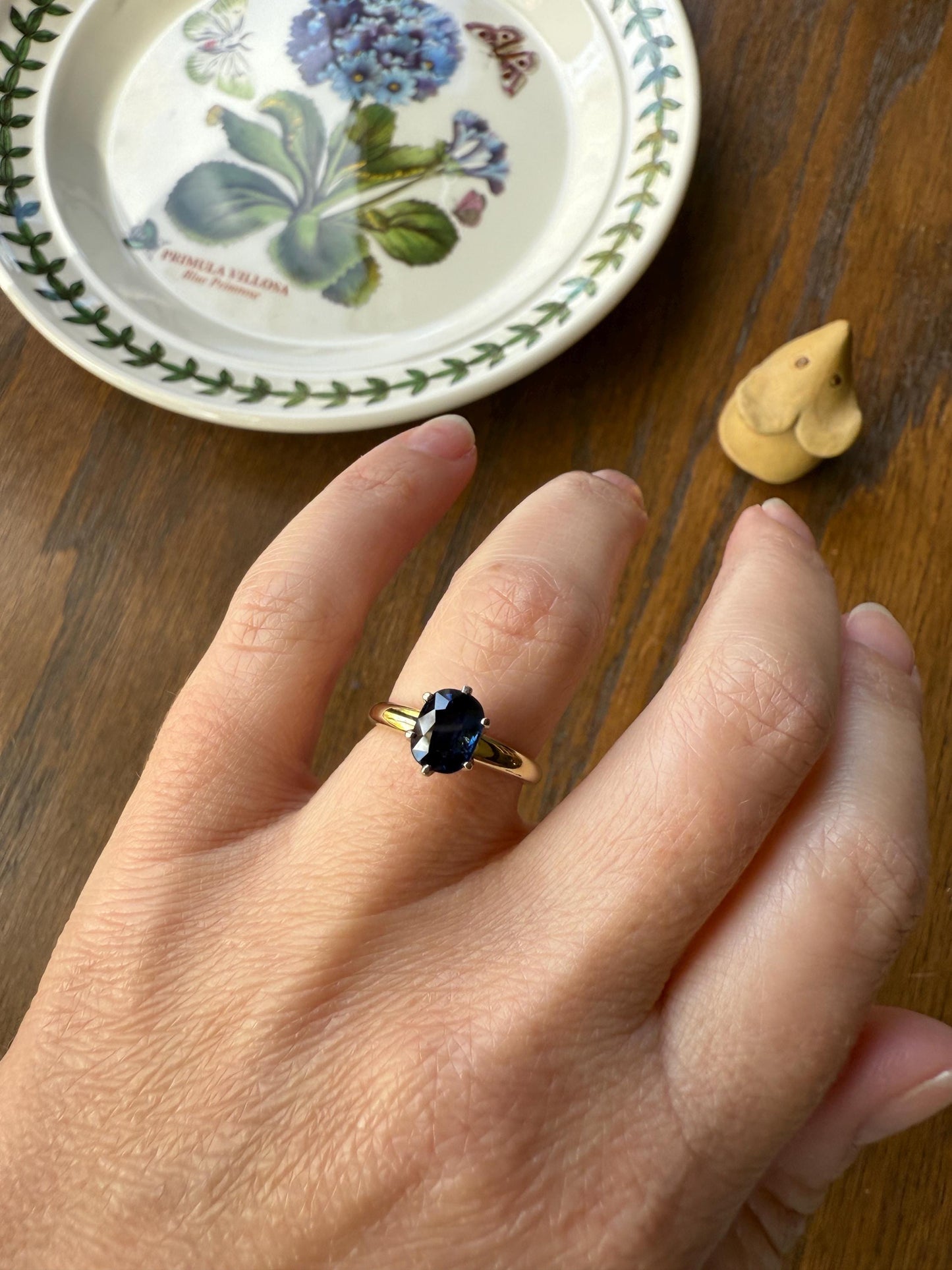 Antique Natural Sapphire Tall Solitaire Ring 14k Gold True Blue Oval Stacker Royal Glow Alternative Engagement Ring Daily Wearer A+ Stone