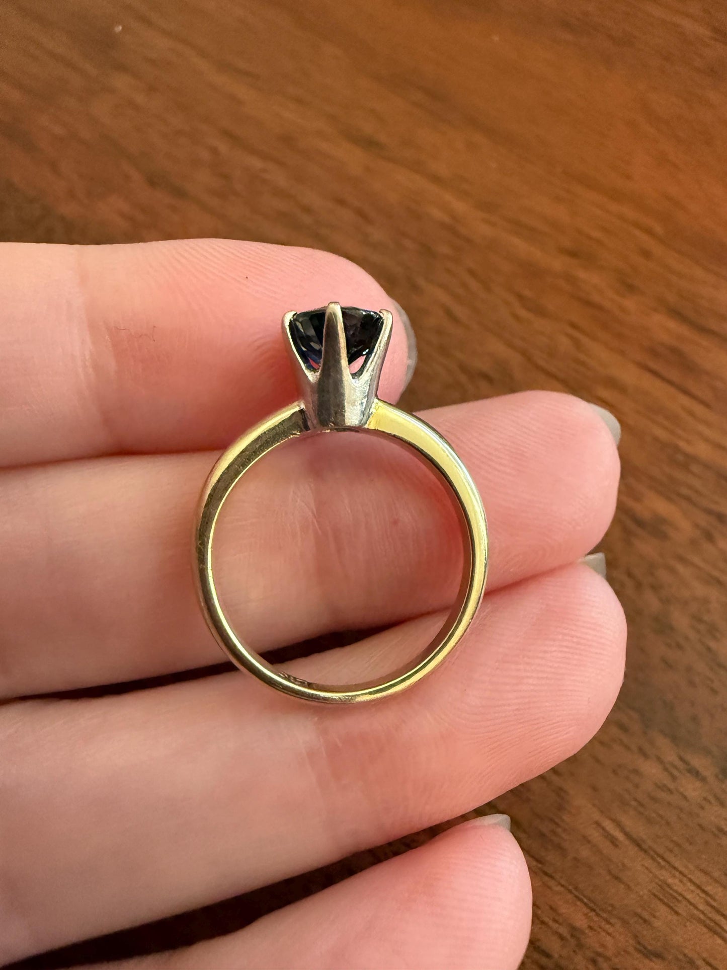 Antique Natural Sapphire Tall Solitaire Ring 14k Gold True Blue Oval Stacker Royal Glow Alternative Engagement Ring Daily Wearer A+ Stone