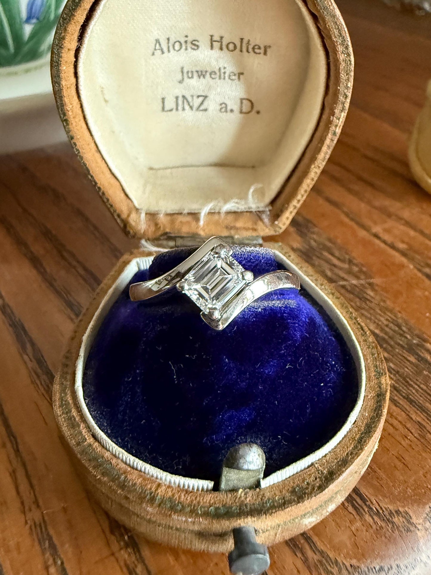 Vintage .75 Carat Emerald Cut DIAMOND Eye Clean & Bright White! Platinum Bypass Ring Retro Solitaire Stacker Engagement Ring Asymmetrical