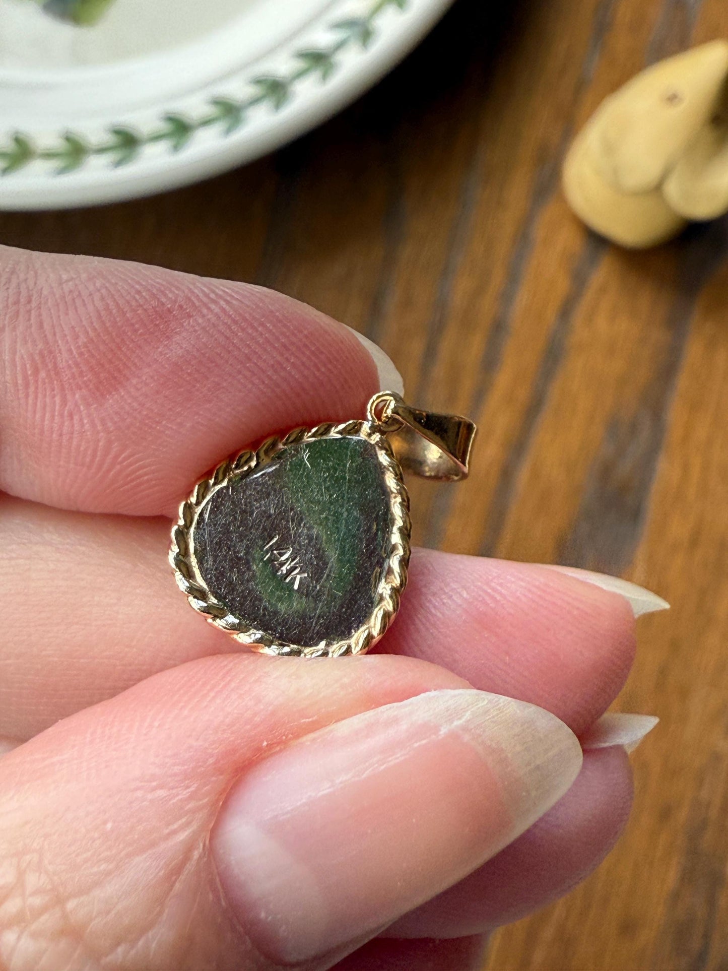 PEAR Antique Natural Old Mine Cut DIAMOND 2 Carats Chubby Pendant 14k Gold Bezel Set Retro Vintage Rope Detail Rare OMC Teardrop Drop Dangle