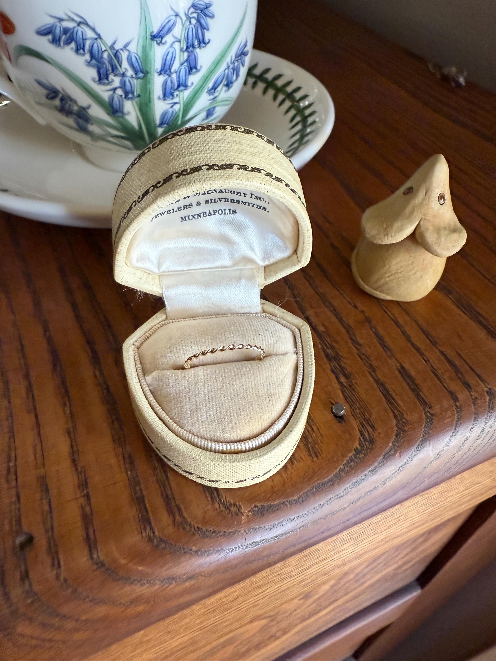 The Skinniest Skinny Band Vintage Twist 14k GOLD Geometric Ring Stacker Gift Dainty Layer Minimalist