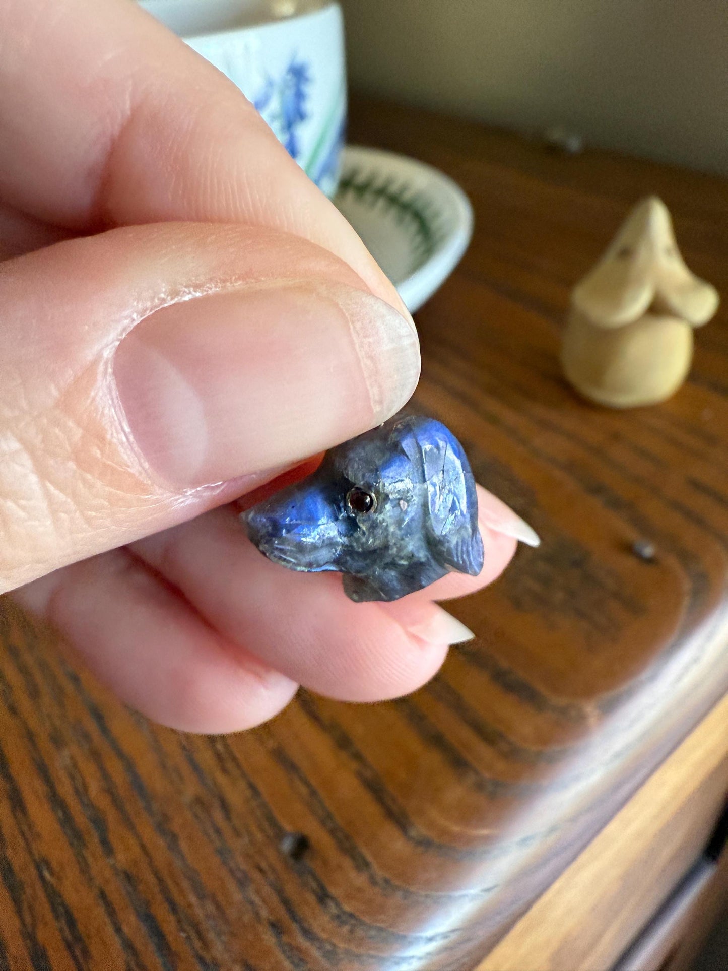 LABRADORITE Blue Labrador ; ) DOG Head Carved Antique Victorian French 18k Gold Figural Hunting Loyalty Hound Pendant Bracelet Charm Animal