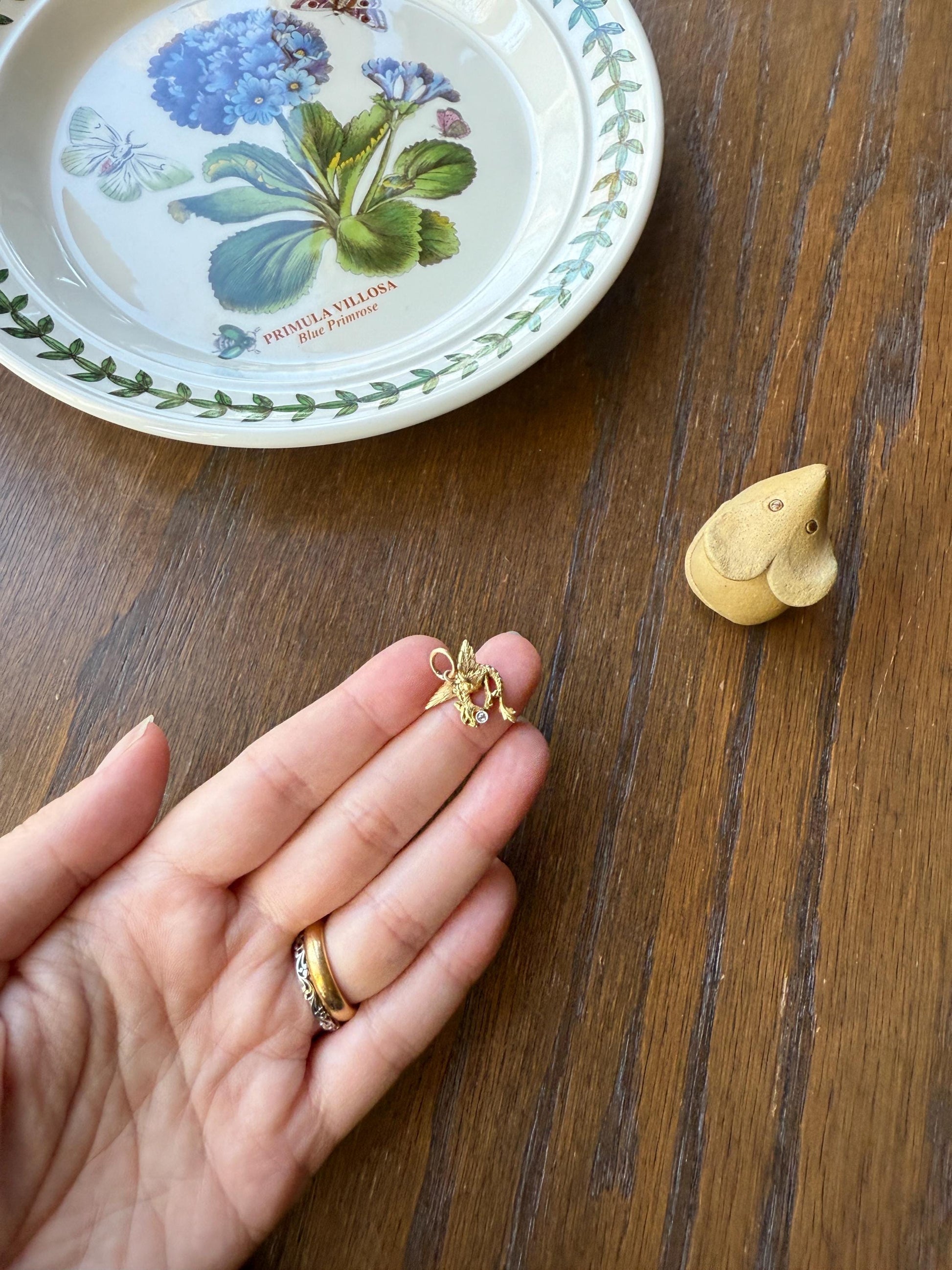 DRAGON 3D French Antique Victorian 18k Gold Rose Cut DIAMOND Figural Flying Pendant Belle Epoque Necklace Bracelet Charm Chimera