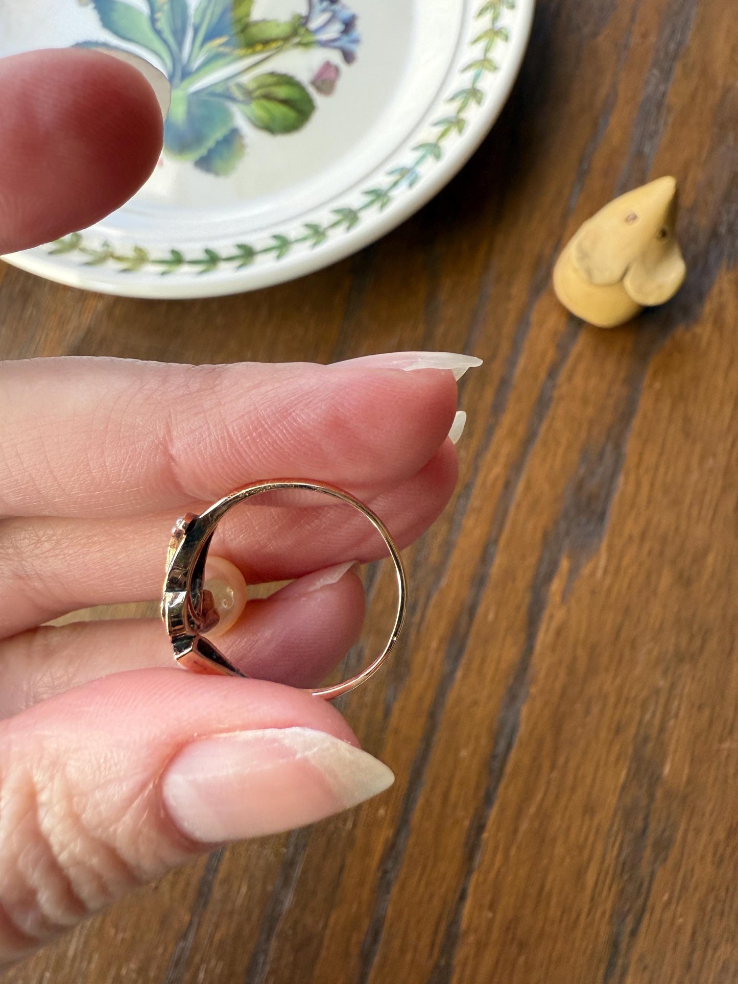 Pearl Floral TIARA RING Antique Art Nouveau Victorian Swirl Seed Pearl Ring 14k Gold Rosy Solid Cocktail Stacker Ornate Romantic Gift