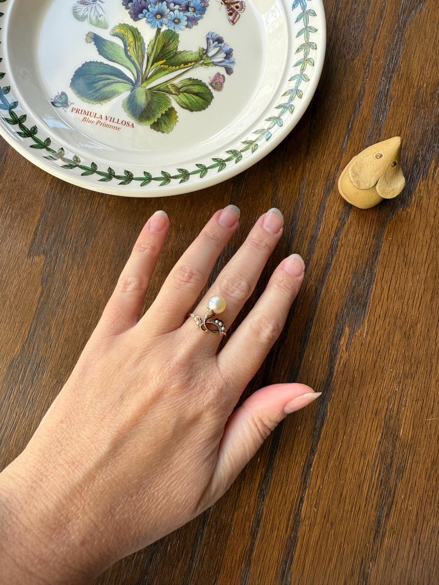 Pearl Floral TIARA RING Antique Art Nouveau Victorian Swirl Seed Pearl Ring 14k Gold Rosy Solid Cocktail Stacker Ornate Romantic Gift