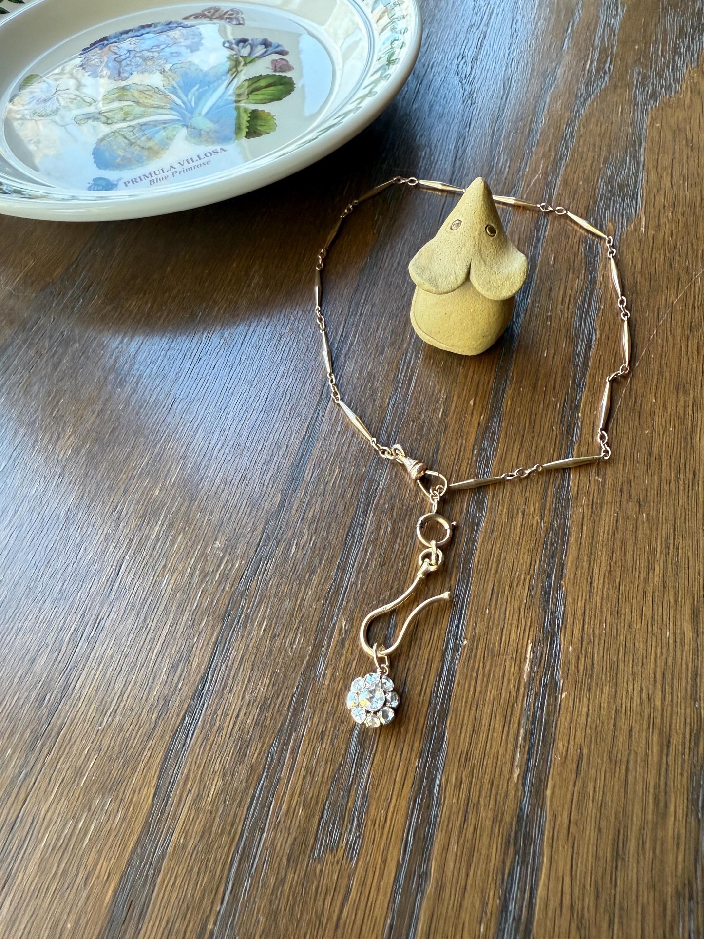 Daisy Cluster Pendant Rose Cut DIAMOND Antique Victorian 18k Gold Pendant Faces Up 1.15 Carat Necklace Bracelet Charm Floral Drop Dangle