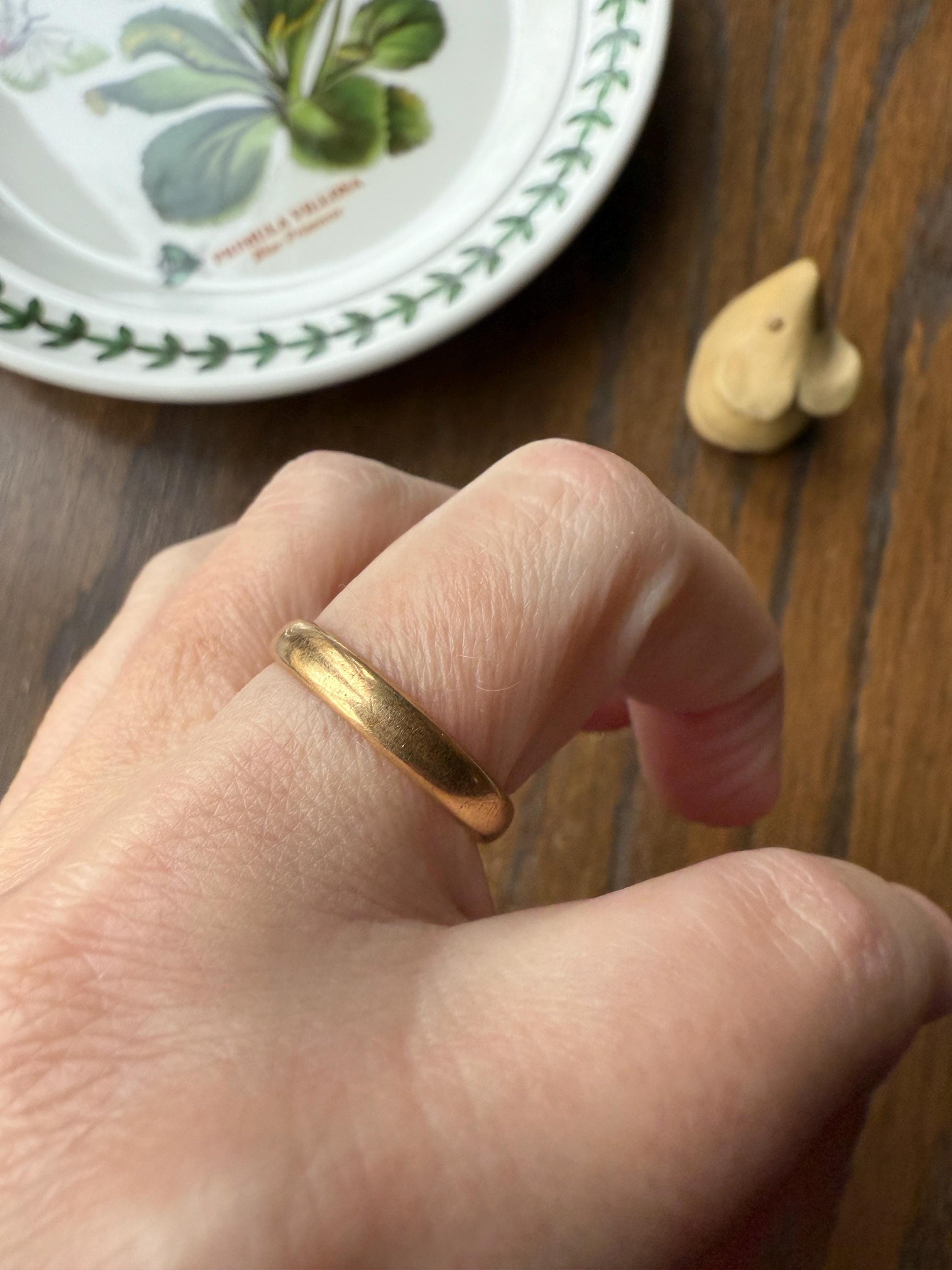 French ANTIQUE 3.8g 18k Gold Wedding RING 3.6mm Wide Band Comfort Fit Stacker Love Gift Unisex Man