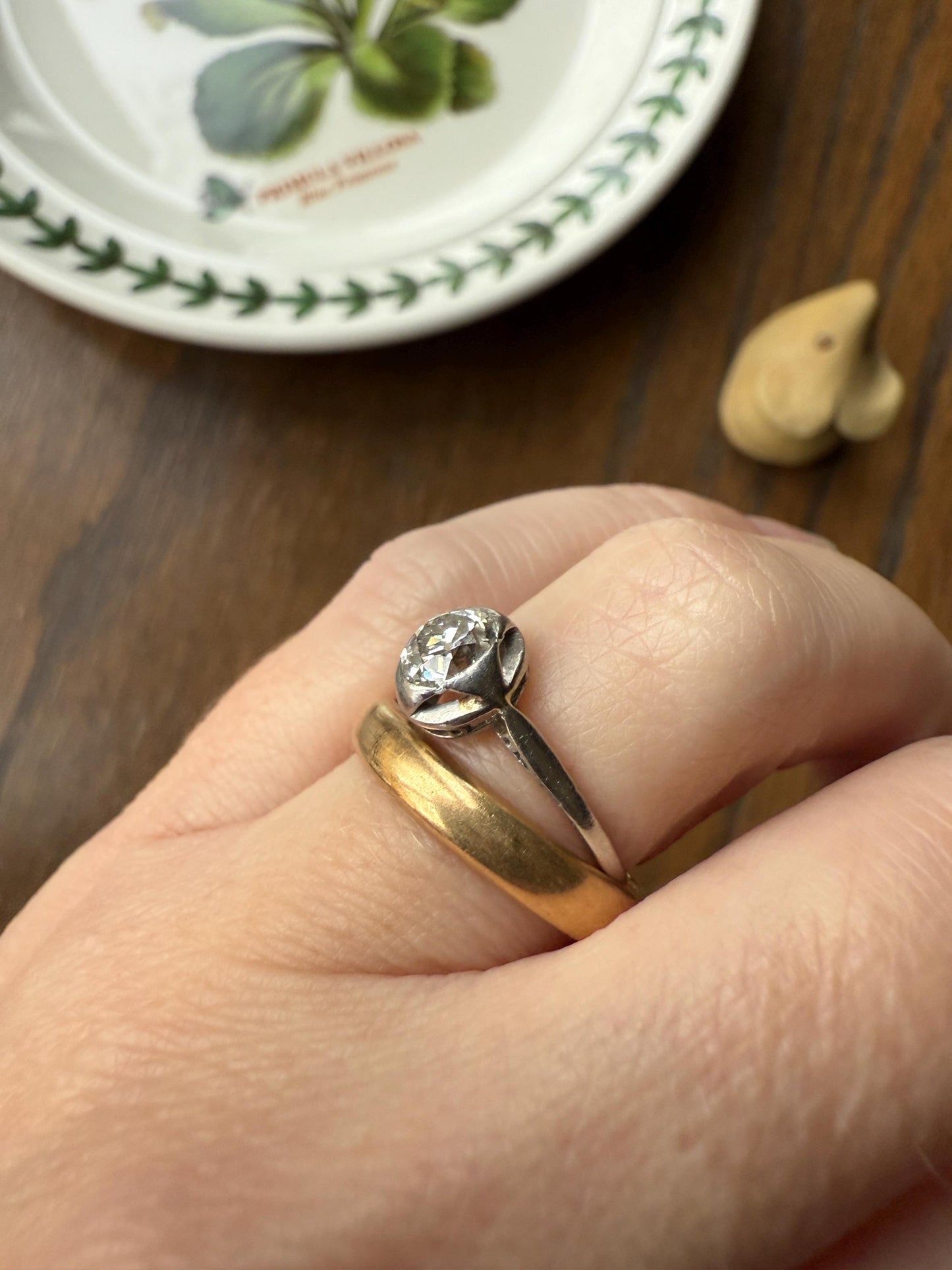 French ANTIQUE 3.8g 18k Gold Wedding RING 3.6mm Wide Band Comfort Fit Stacker Love Gift Unisex Man