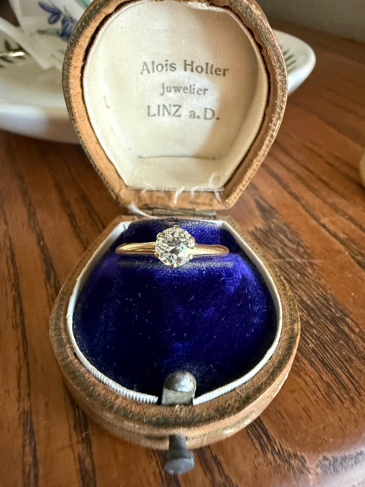 Antique .6 Carat Old European Cut DIAMOND Solitaire Engagement Ring Stacker 14k Yellow Gold Wedding Something Old Daily Wear Prong Set Gift