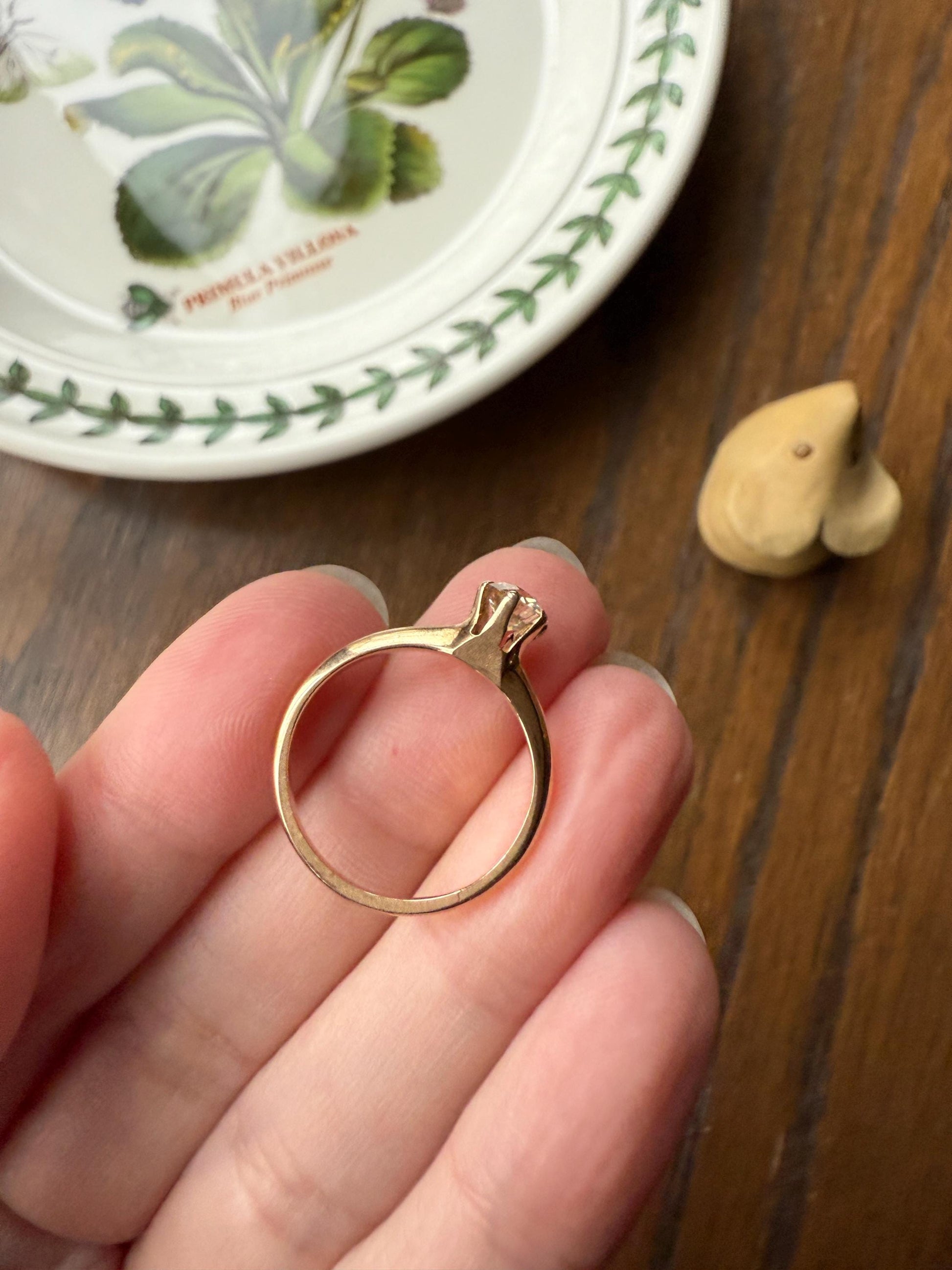 Antique .6 Carat Old European Cut DIAMOND Solitaire Engagement Ring Stacker 14k Yellow Gold Wedding Something Old Daily Wear Prong Set Gift