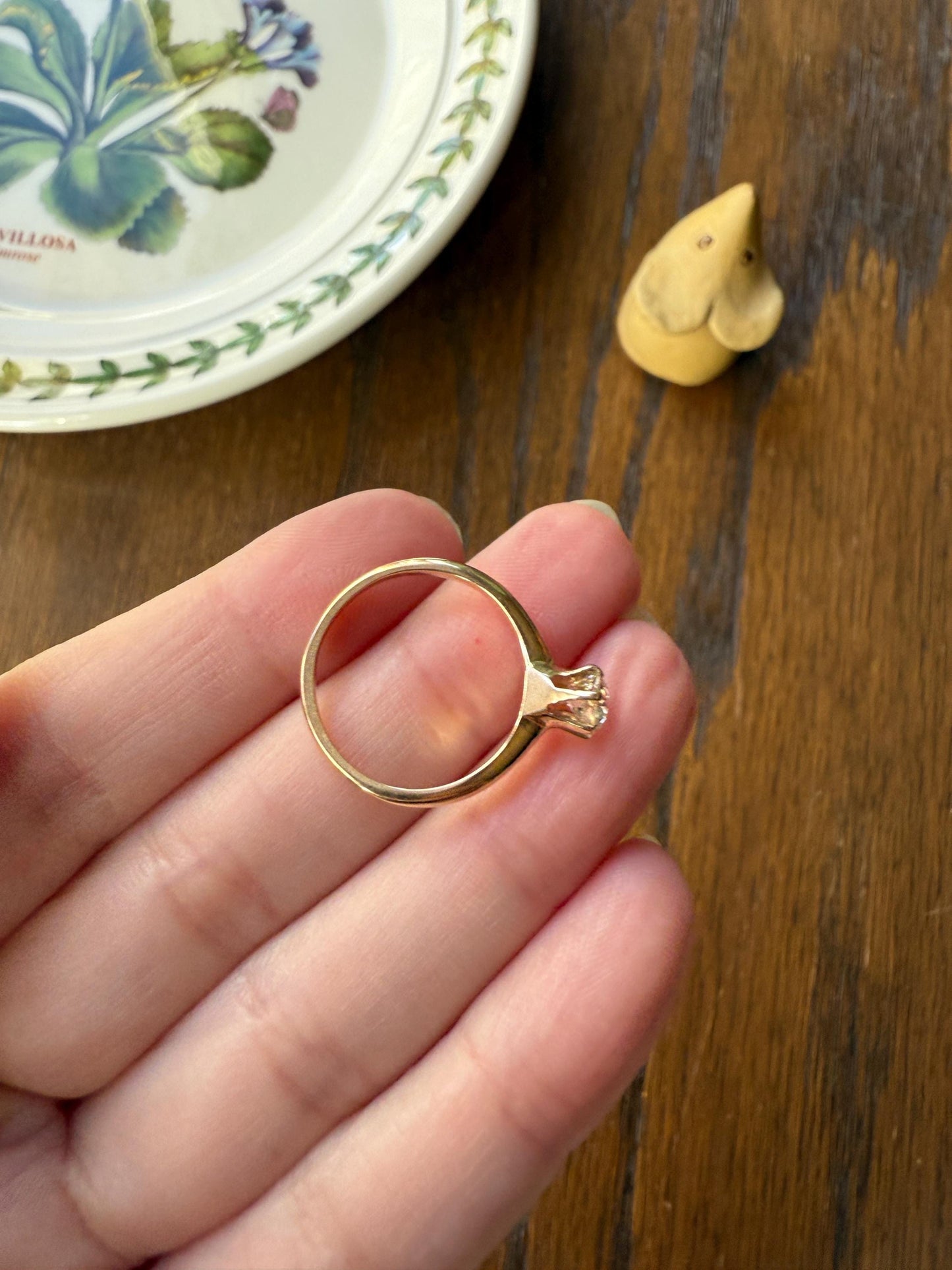 Antique .6 Carat Old European Cut DIAMOND Solitaire Engagement Ring Stacker 14k Yellow Gold Wedding Something Old Daily Wear Prong Set Gift