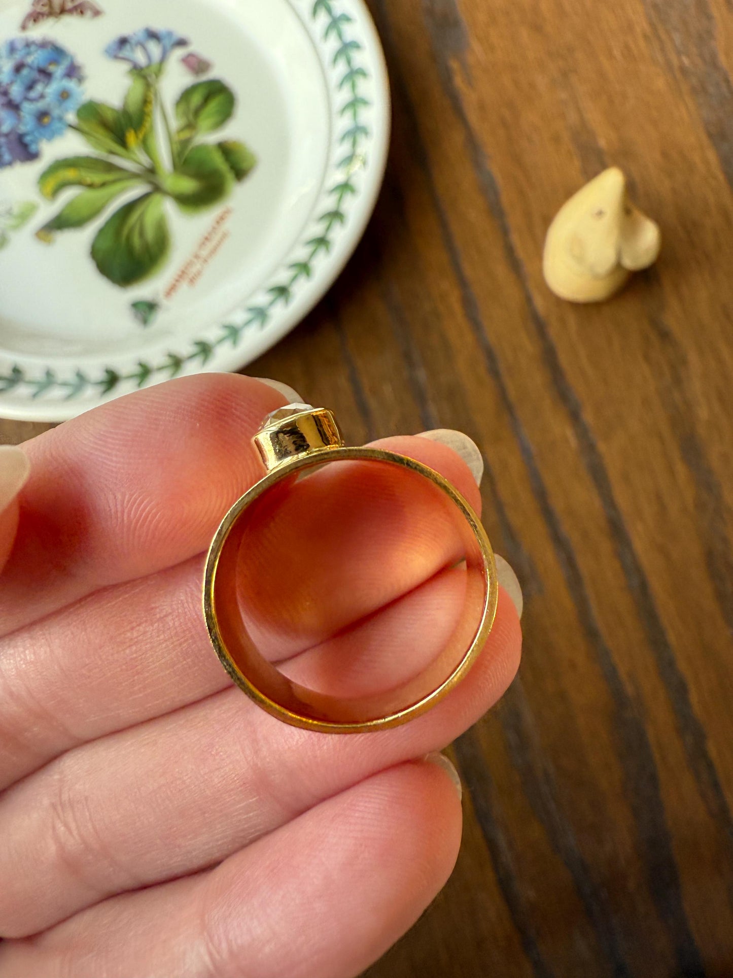 CHUNKY 1 Carat Old Mine Cut DIAMOND X Wide Cigar Band 8.5g 18k Gold Solid Ring Stacker Bezel Set Solitaire Sturdy Tapered Shimmer