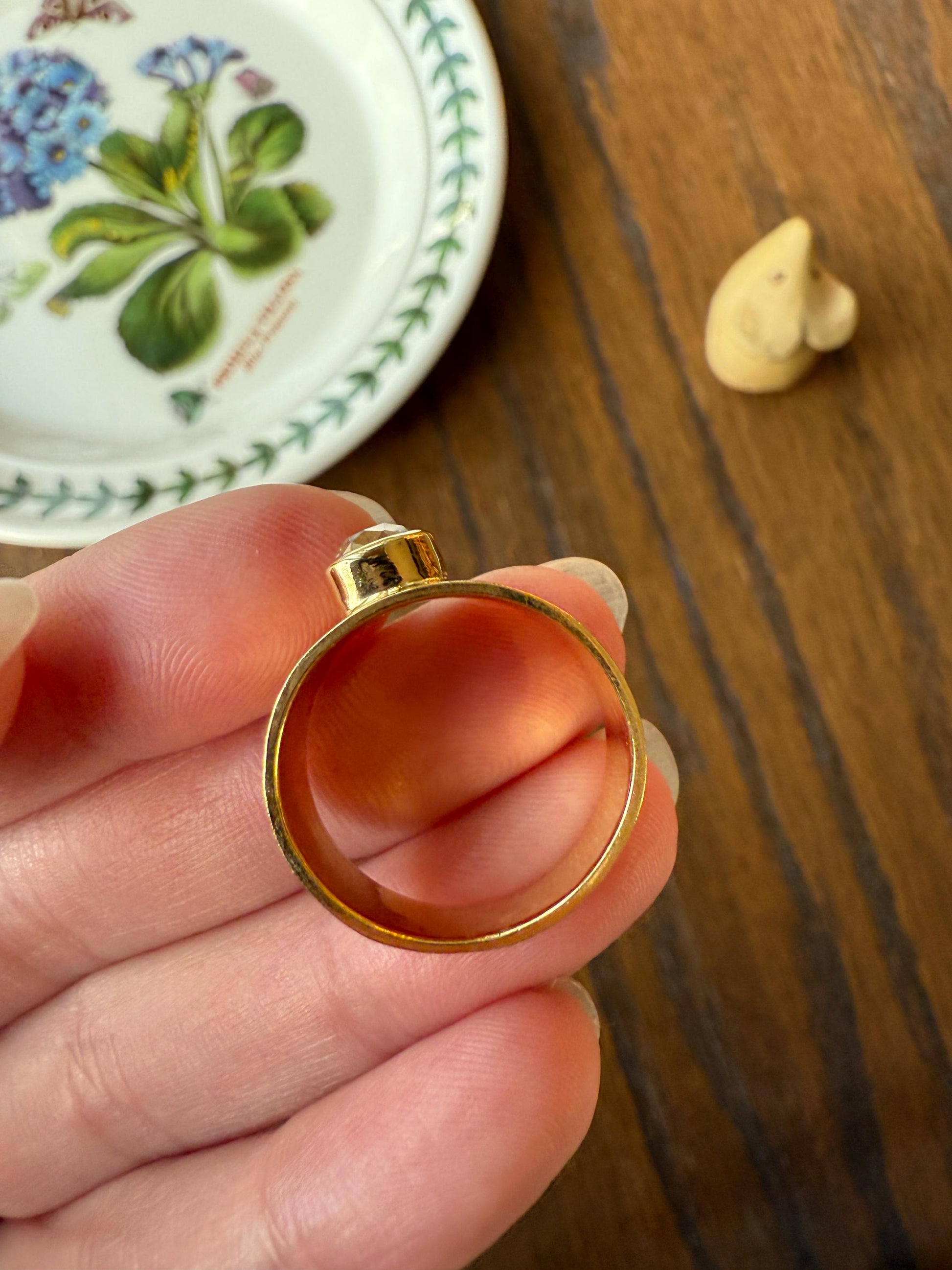 CHUNKY 1 Carat Old Mine Cut DIAMOND X Wide Cigar Band 8.5g 18k Gold Solid Ring Stacker Bezel Set Solitaire Sturdy Tapered Shimmer