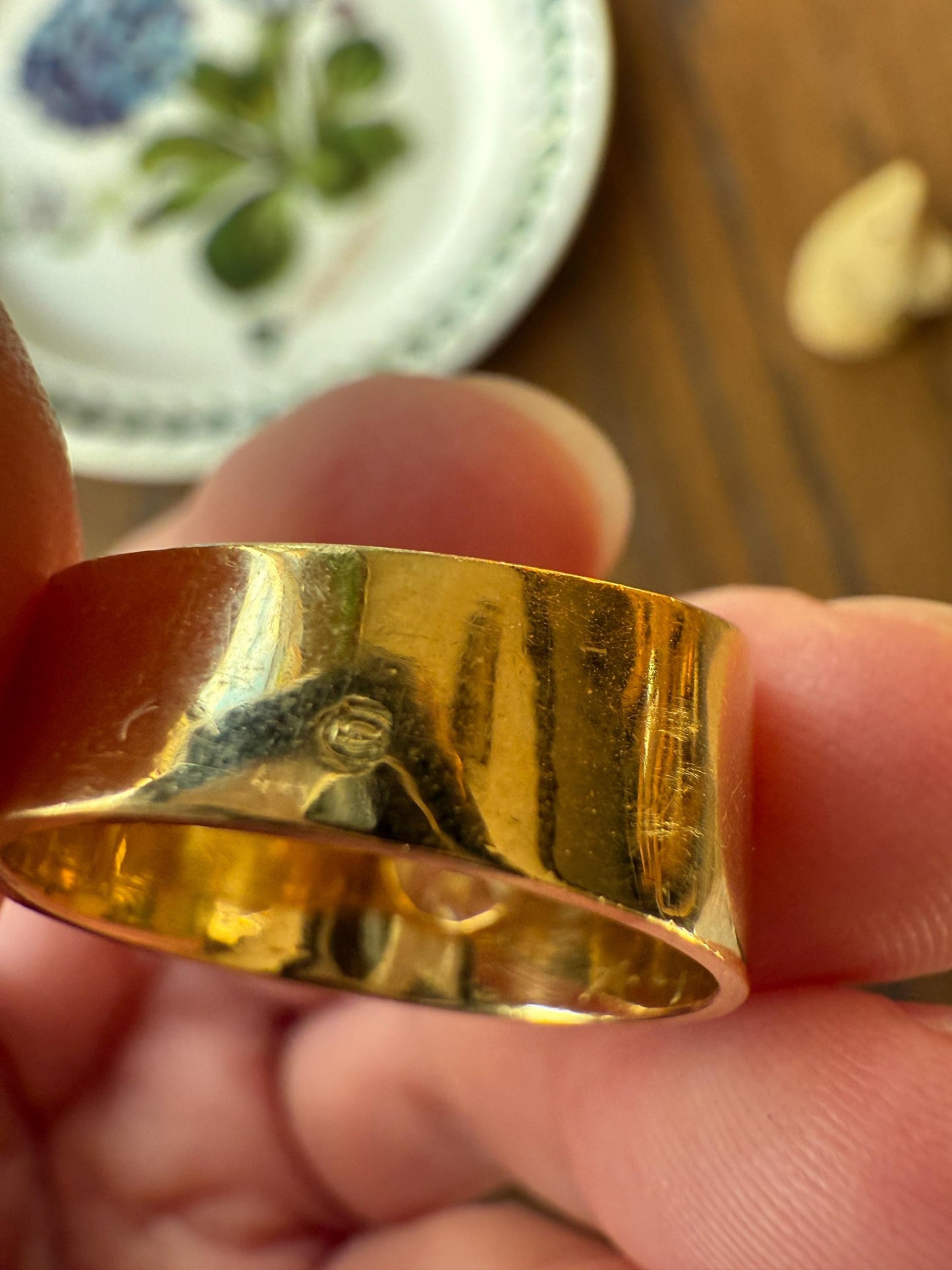 CHUNKY 1 Carat Old Mine Cut DIAMOND X Wide Cigar Band 8.5g 18k Gold Solid Ring Stacker Bezel Set Solitaire Sturdy Tapered Shimmer