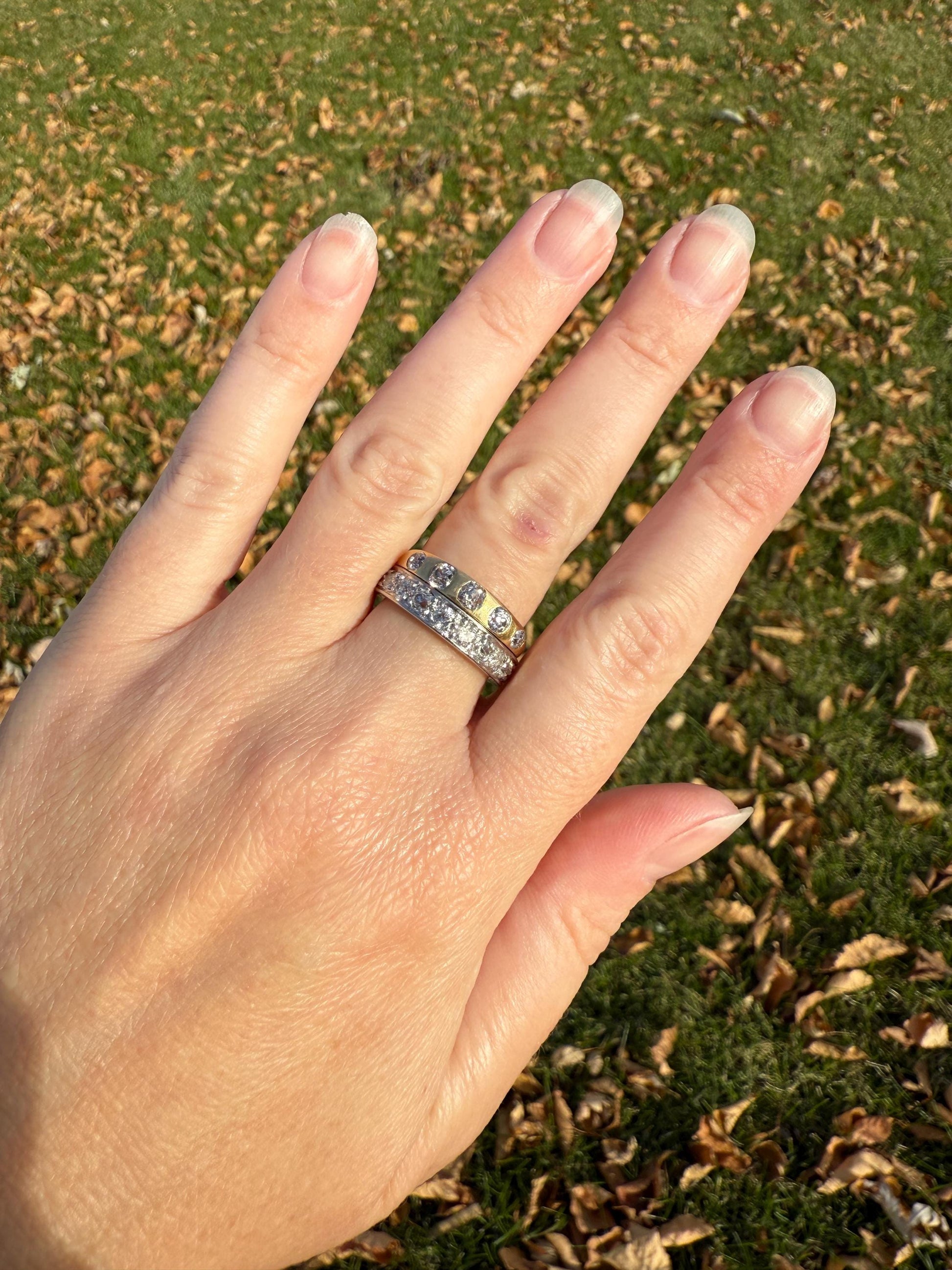 FRENCH Antique Edwardian Art Deco 1.6 Carat 20 Old Mine European Cut DiAMOND Platinum FuLL ETERNITY Band Ring Wedding 1.6Ctw Tdw OMC Stacker