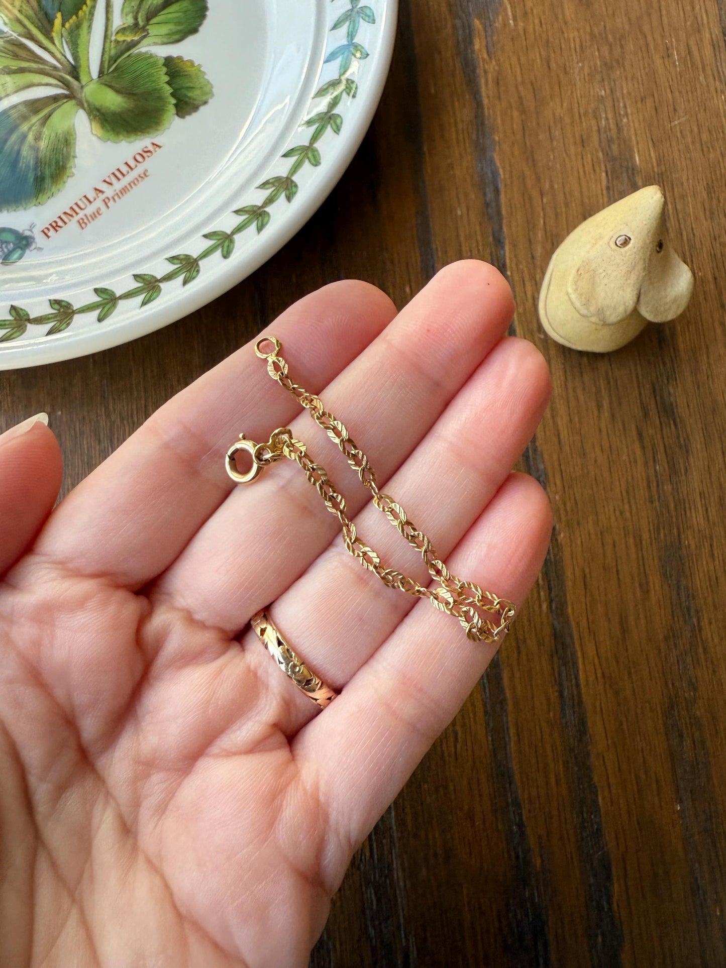 Antique 18k Gold Solid Extender Connector French Victorian Baby Child Bracelet Striped Oval Link 4.5 Inches Long