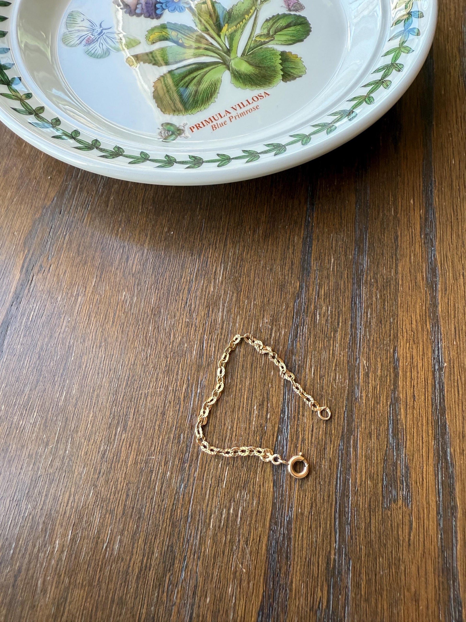 Antique 18k Gold Solid Extender Connector French Victorian Baby Child Bracelet Striped Oval Link 4.5 Inches Long