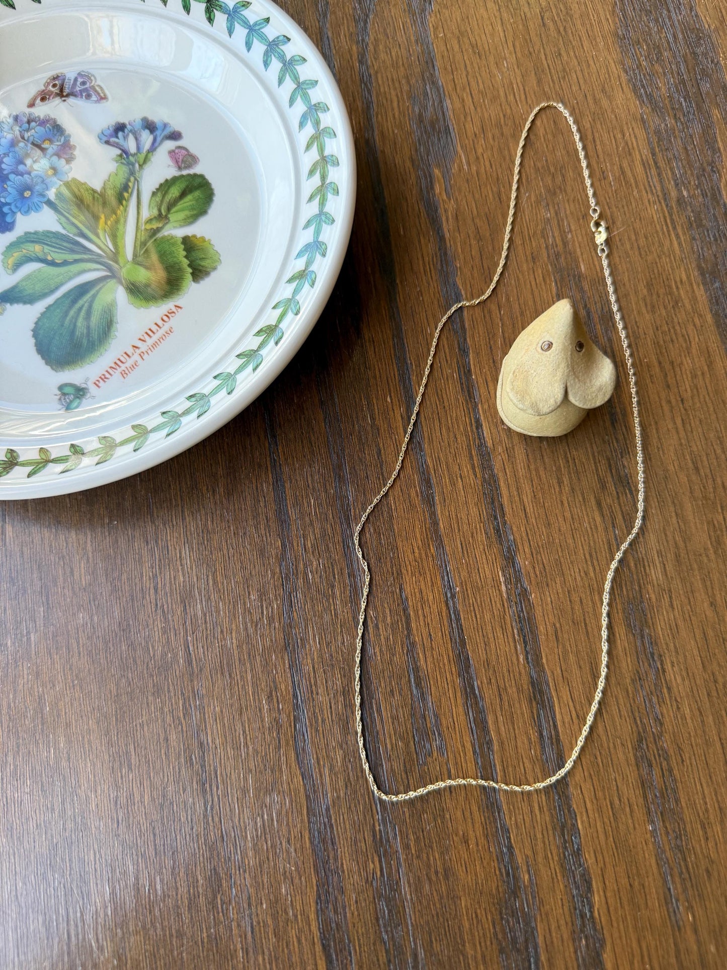 Vintage Dainty Braided Chain 14k Gold Solid Necklace Solid 19.75 Inches Minimalist Layering Pendant Holder Shimmer Neckmess Gift