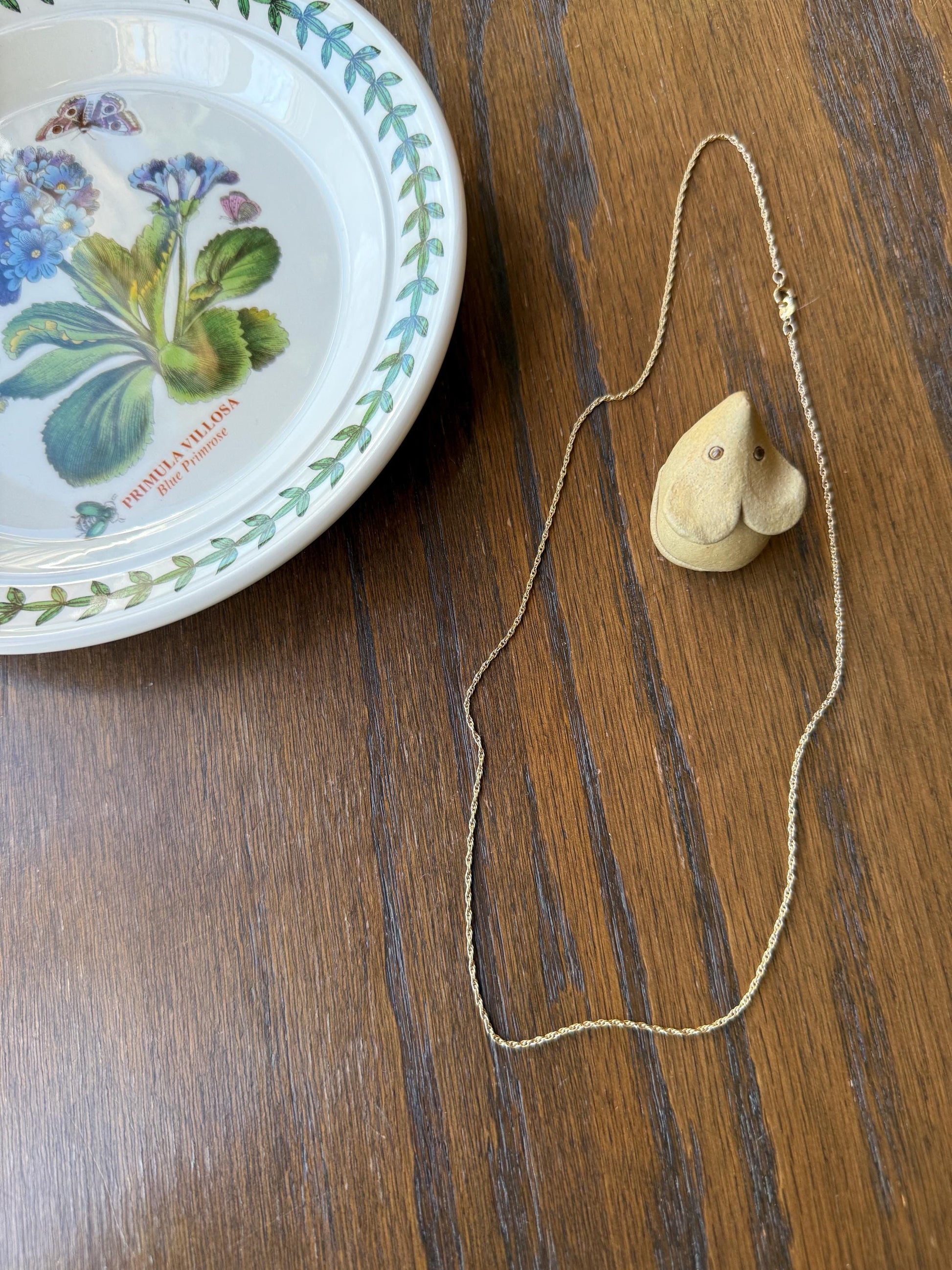 Vintage Dainty Braided Chain 14k Gold Solid Necklace Solid 19.75 Inches Minimalist Layering Pendant Holder Shimmer Neckmess Gift