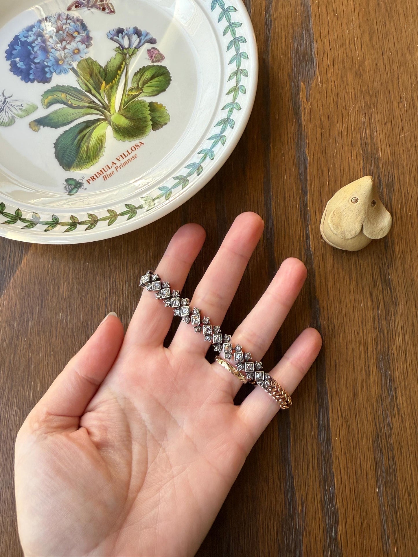 Antique 43 Rose Cut DIAMOND French Victorian Double Cable Chain Bracelet 18k Gold Solid Silver Floral Linear Wriststack Belle Epoque Tennis