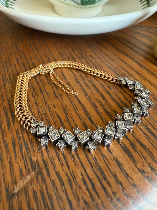Antique 43 Rose Cut DIAMOND French Victorian Double Cable Chain Bracelet 18k Gold Solid Silver Floral Linear Wriststack Belle Epoque Tennis