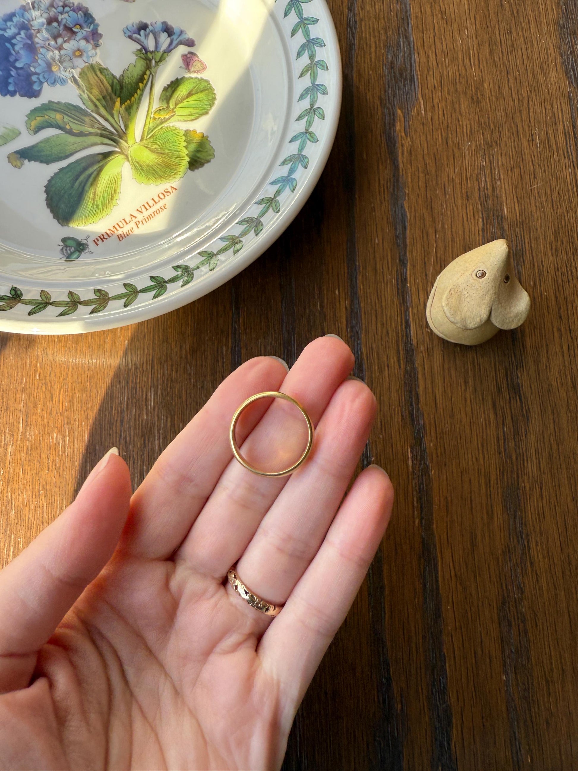 French ANTIQUE 4.3g 18k Gold Wedding RING 3.8mm Wide Band Comfort Fit Stacker Love Gift Unisex Man