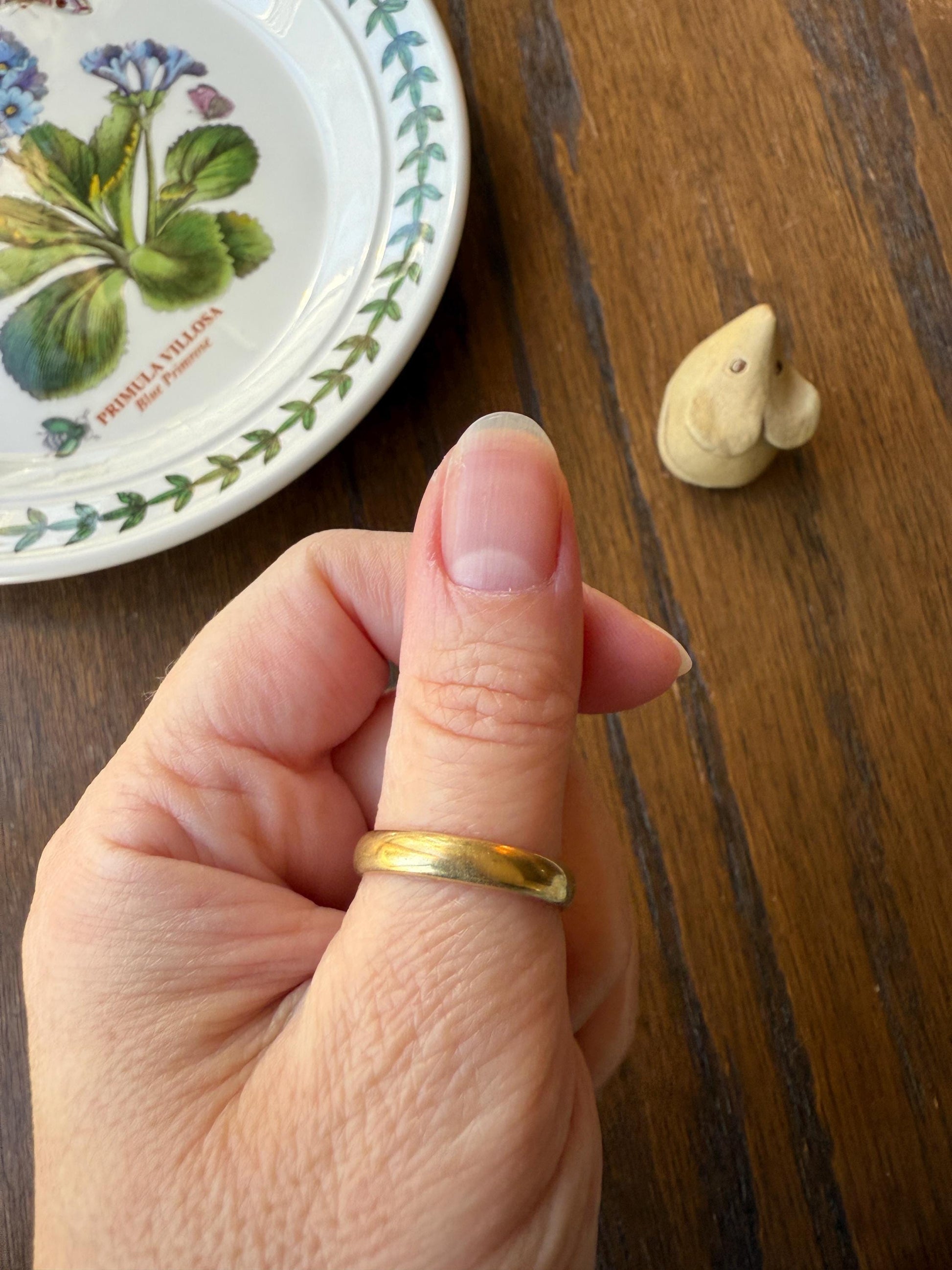 French ANTIQUE 4.3g 18k Gold Wedding RING 3.8mm Wide Band Comfort Fit Stacker Love Gift Unisex Man