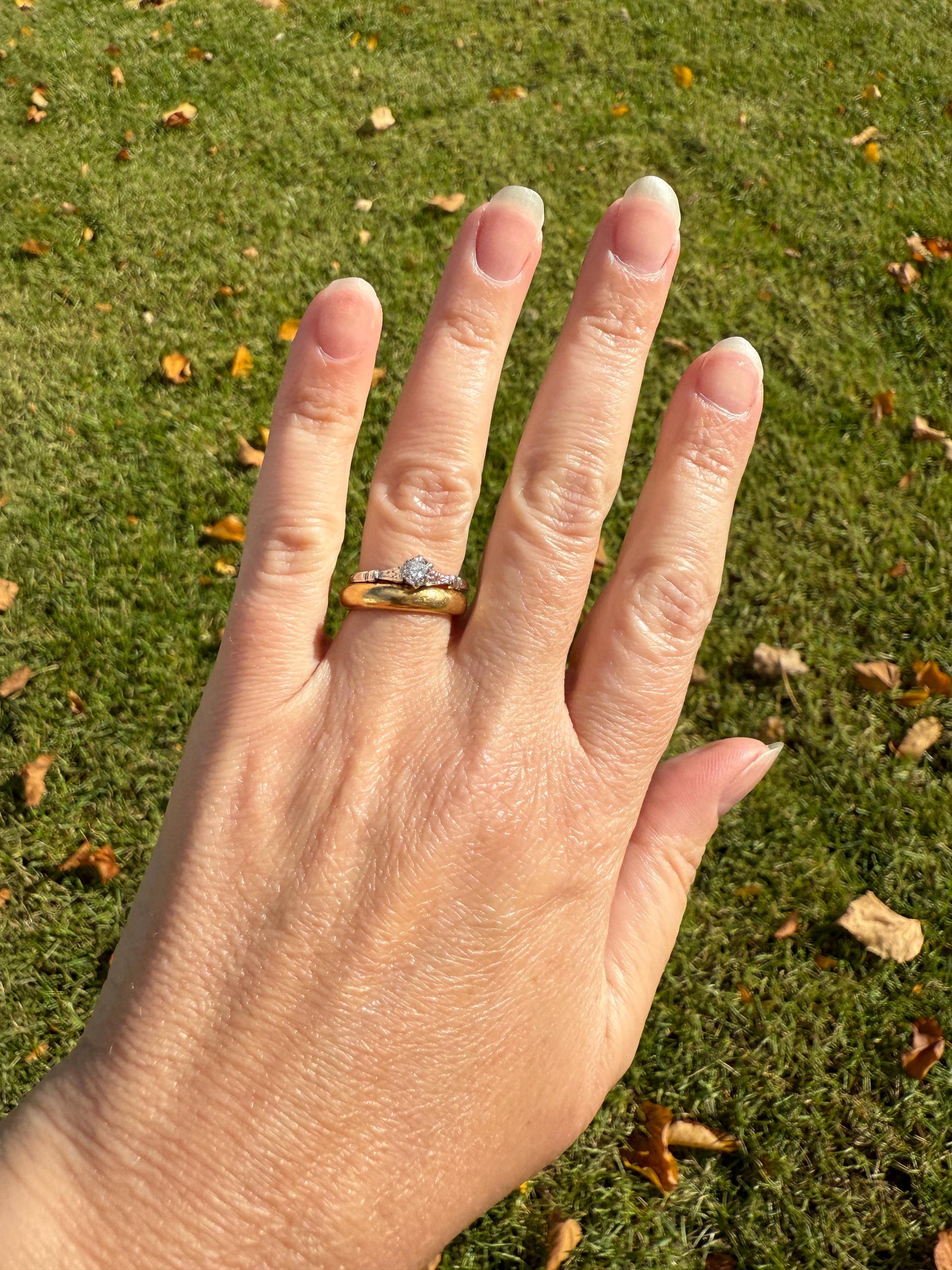 TALL Antique Eye Clean Old European Cut DIAMOND Solitaire Engagement Ring Art Deco 14k White Gold Unique Stacker Romantic Gift Wheat Engrave