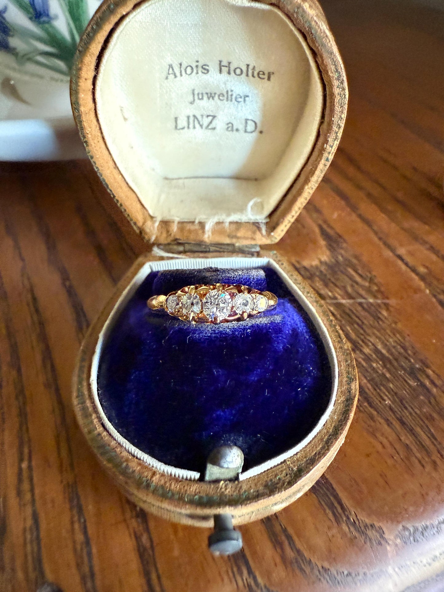 Five Stone Tapered c1889 Old Mine Cut Diamond ANTIQUE Band Ring .5 Carat Buttercup 18k GOLD Victorian Stacker Romantic Gift .5Ctw OMC