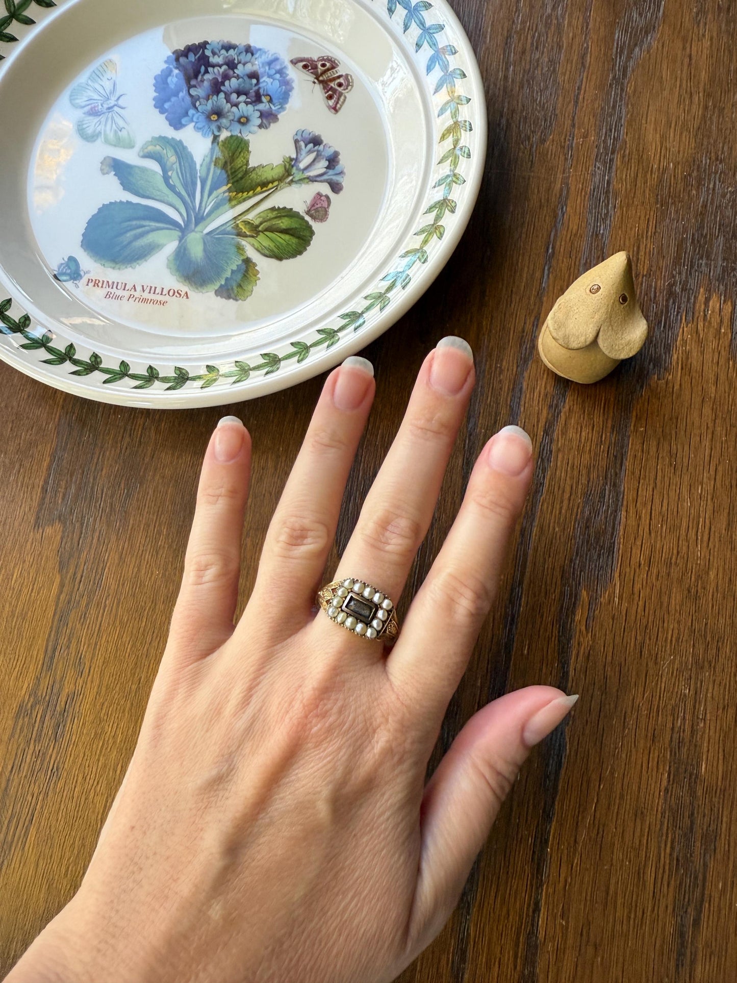 Pearl HALO Locket Ring Georgian Era Dated 1811 Engraved 10k Gold Sentimental Jewelry Gift Stacker