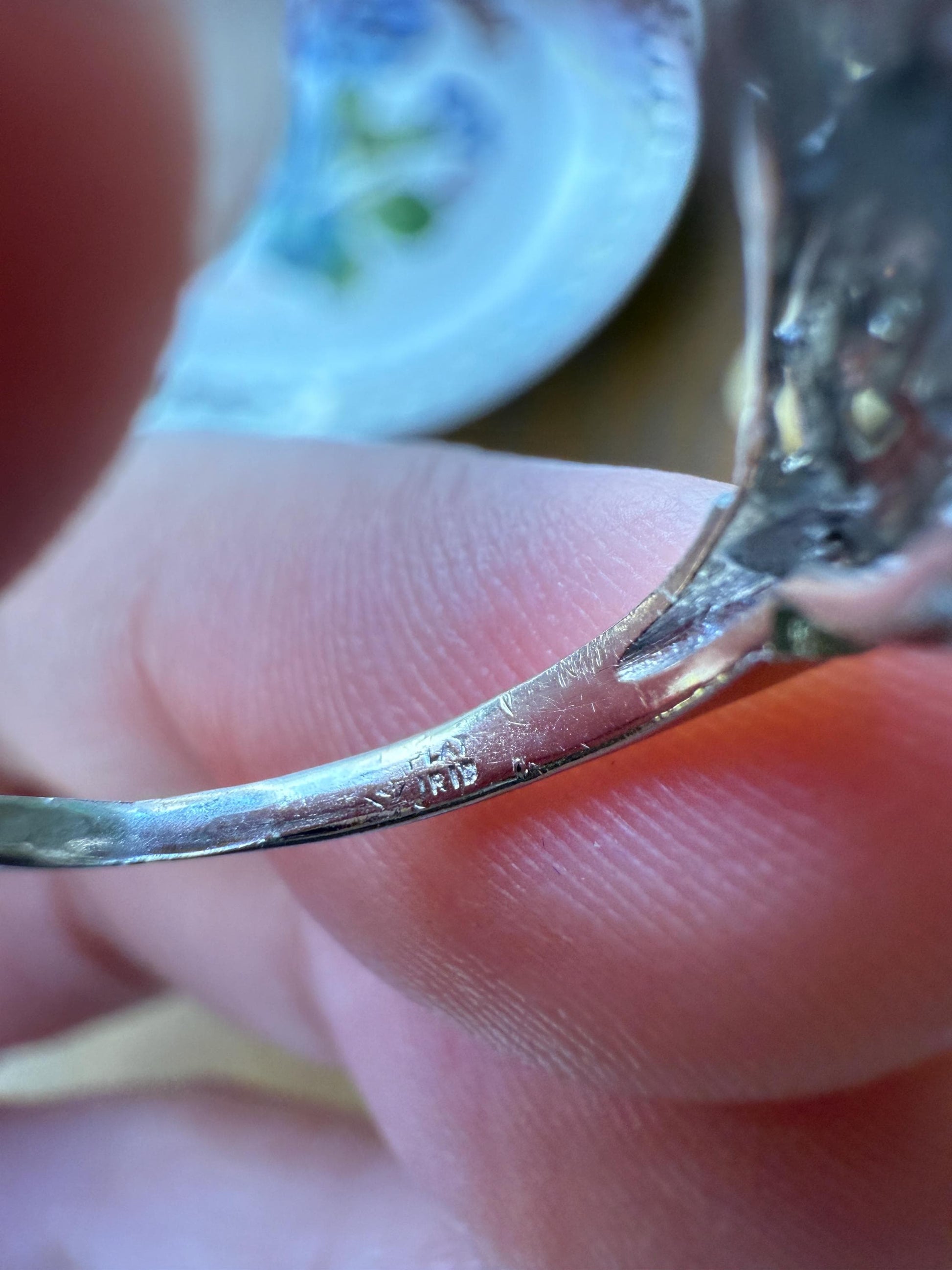 Chunky Old Mine Cut DIAMOND Single Cut Accents Platinum East West Antique Art Deco Stacker Ring