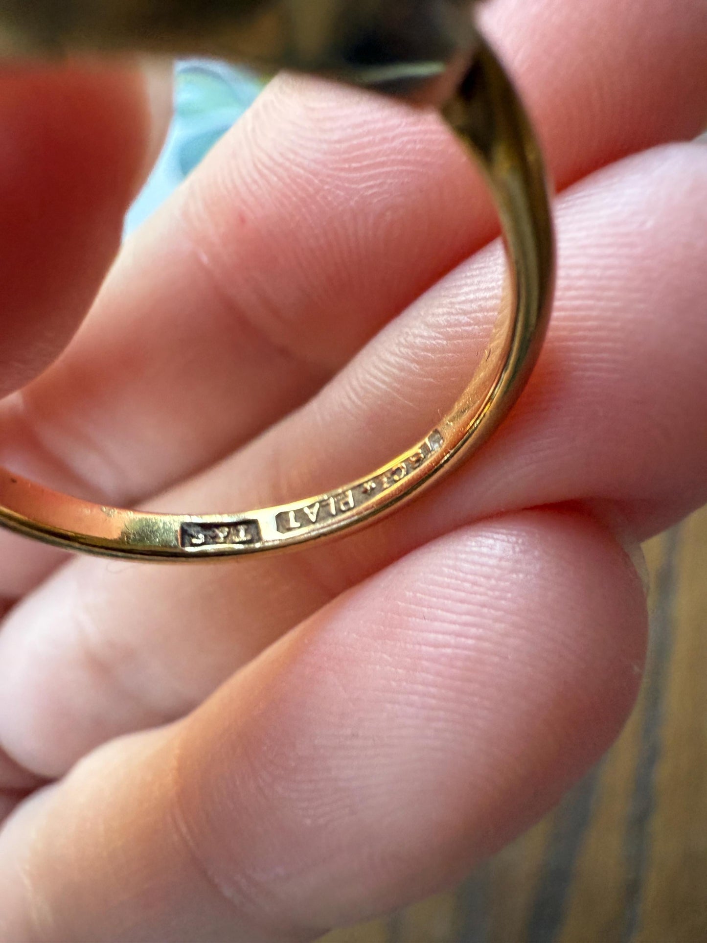 Antique Crossover Band Old Mine Cut Angled Bypass Three Stone Ring 18k Gold Platinum Stacker