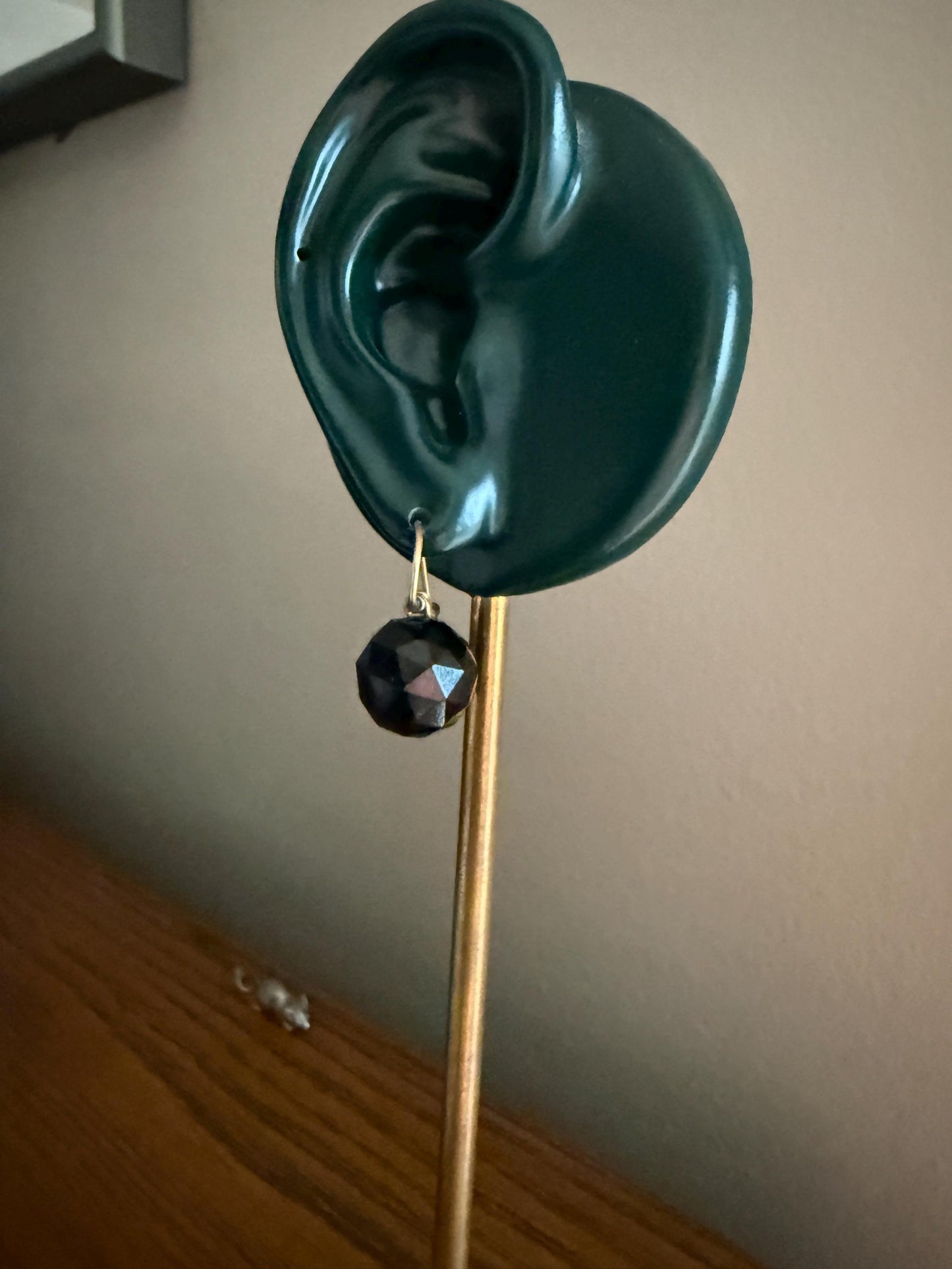 Black Onyx or Jet ? DISCO Ball 3D Sphere Victorian Antique Earrings Gold Fill Dangle Bold Holiday Statement Danglers