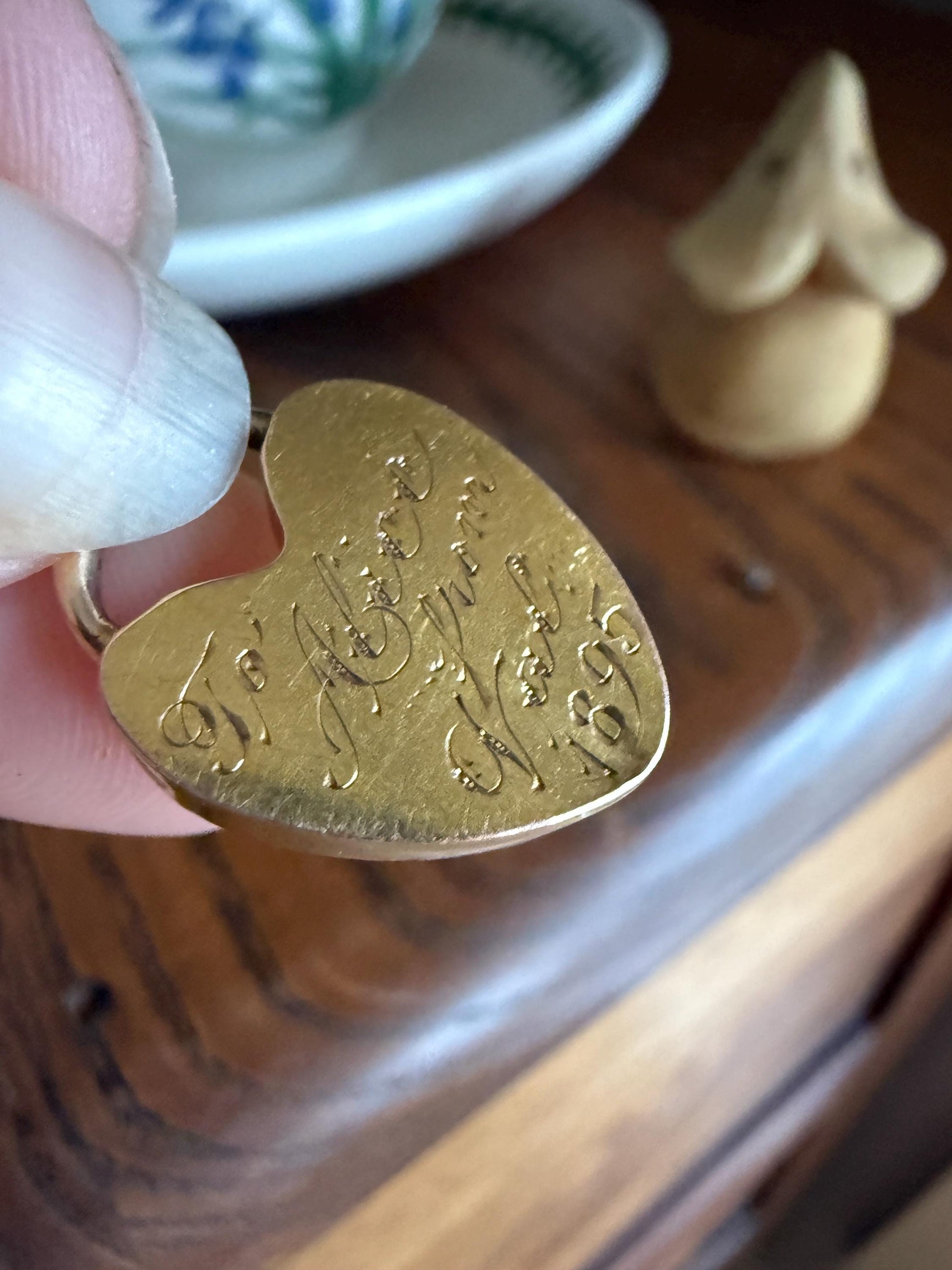 Alice's HEART PADLOCK Pendant from Val in 1895 Victorian Dated Engraved Ornate Embossed Pendant Charm Figural Romantic Gift Connector 3D