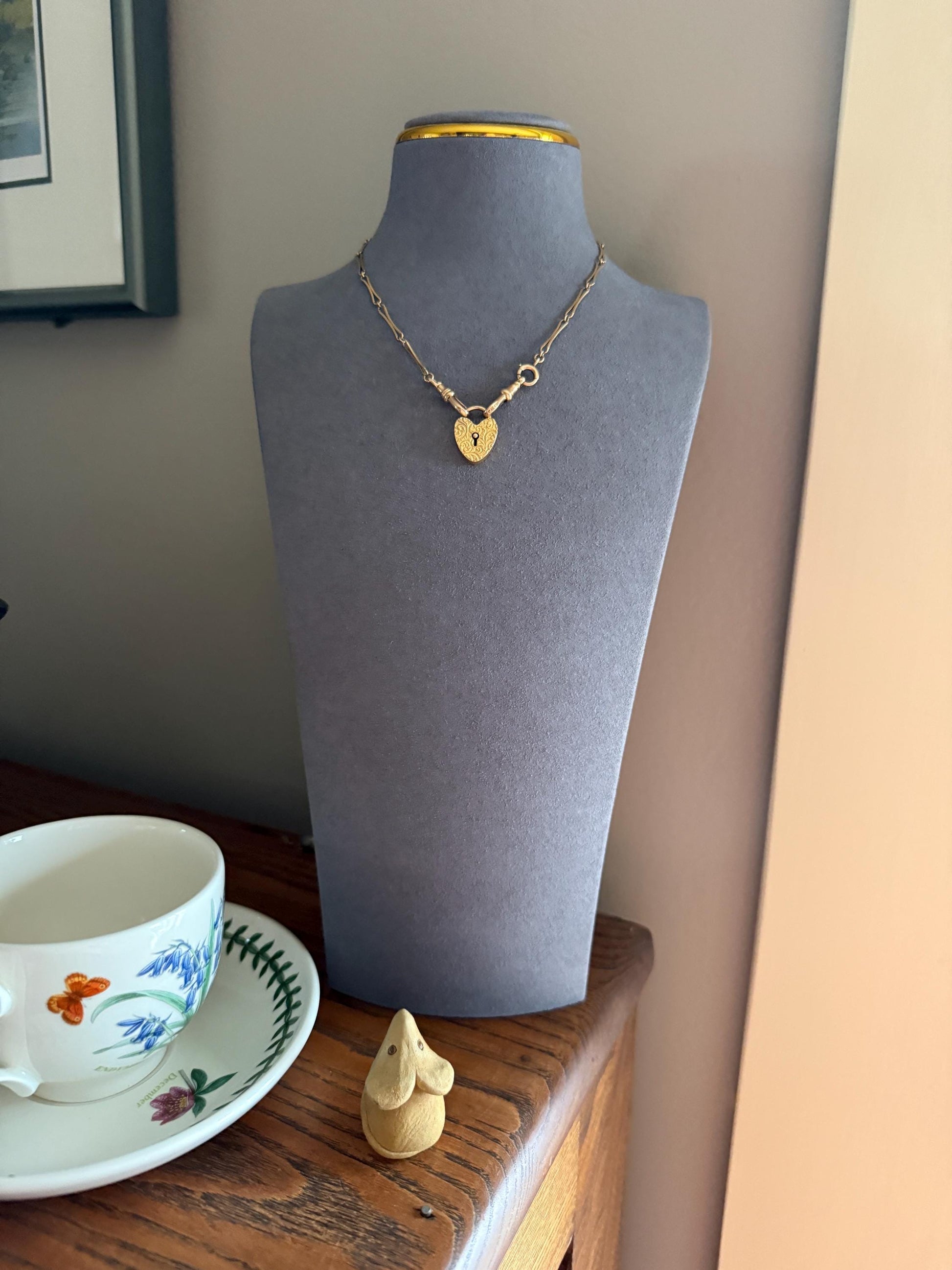 Alice's HEART PADLOCK Pendant from Val in 1895 Victorian Dated Engraved Ornate Embossed Pendant Charm Figural Romantic Gift Connector 3D