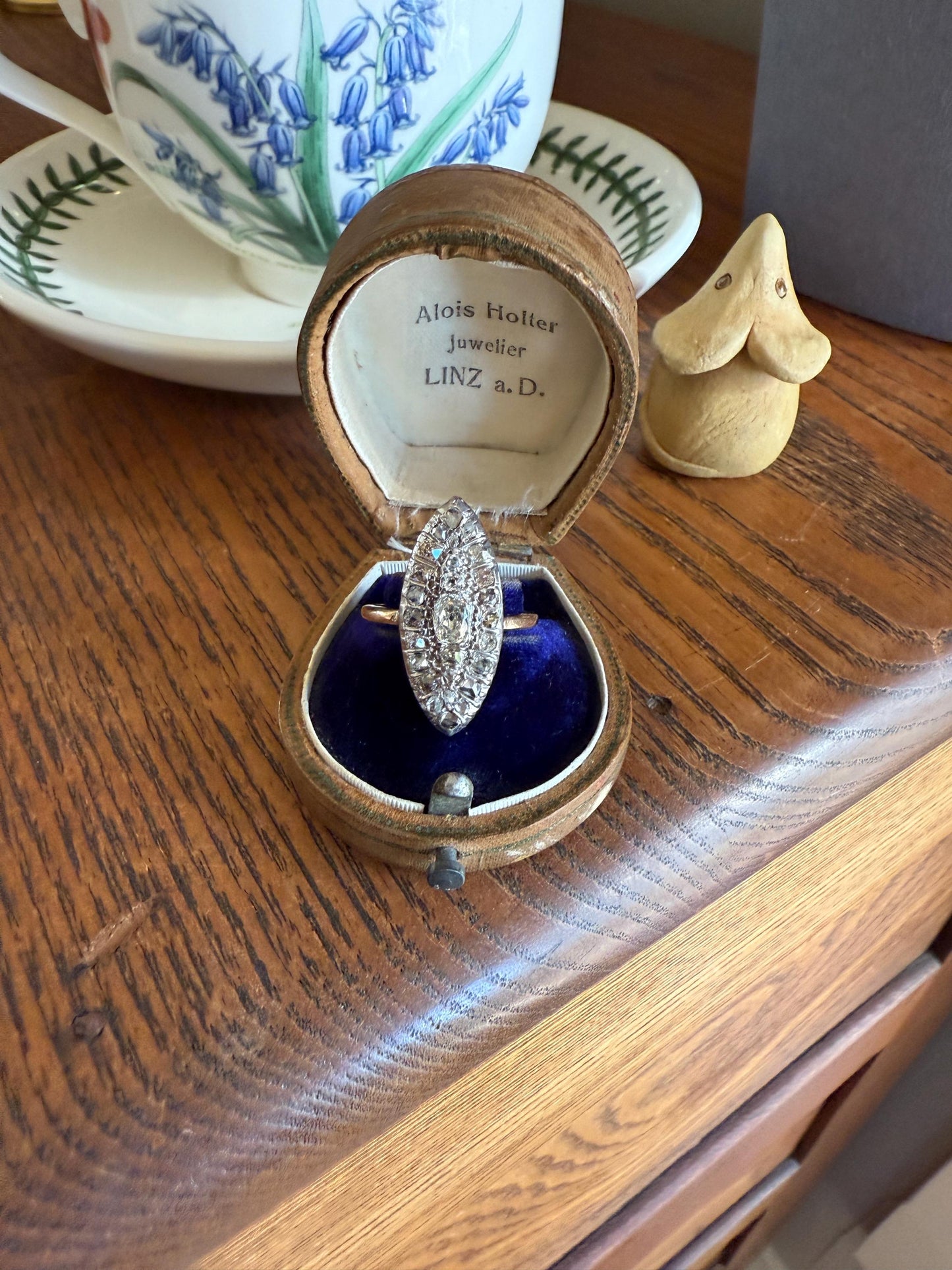 Antique 1.5 Carat Mixed Rose Old Mine Cut DIAMOND Navette Ring Champagne Light Brown Green Yellow Chunky Cluster 18k Gold Silver Cobblestone