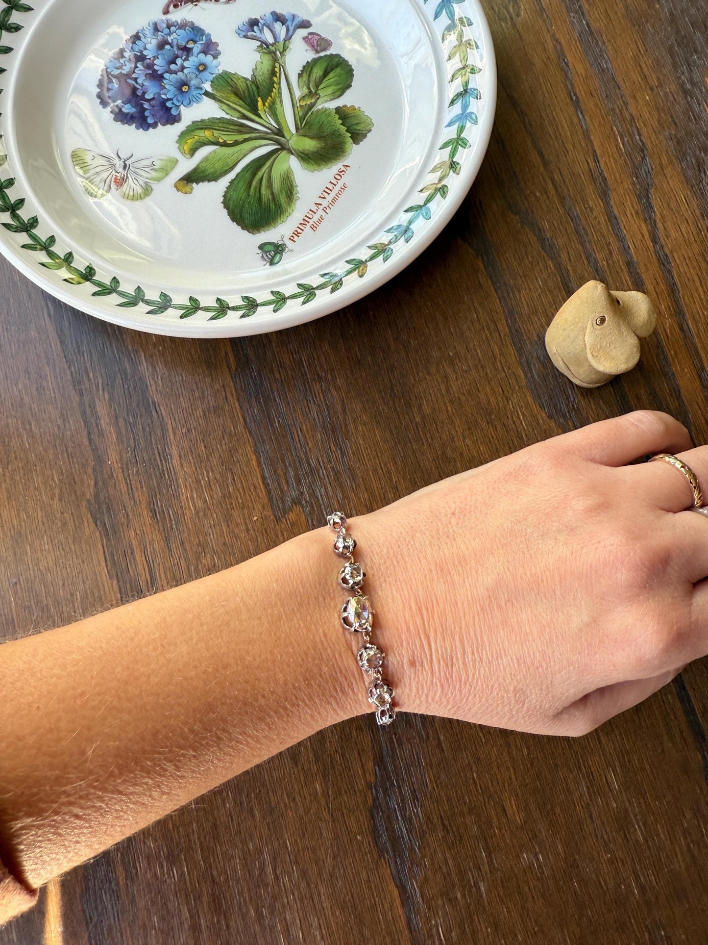 GEORGIAN French Antique 3 Carat Rose Cut DIAMOND Seven Stone Necklace Chain 18k Gold Silver Collet Open Back