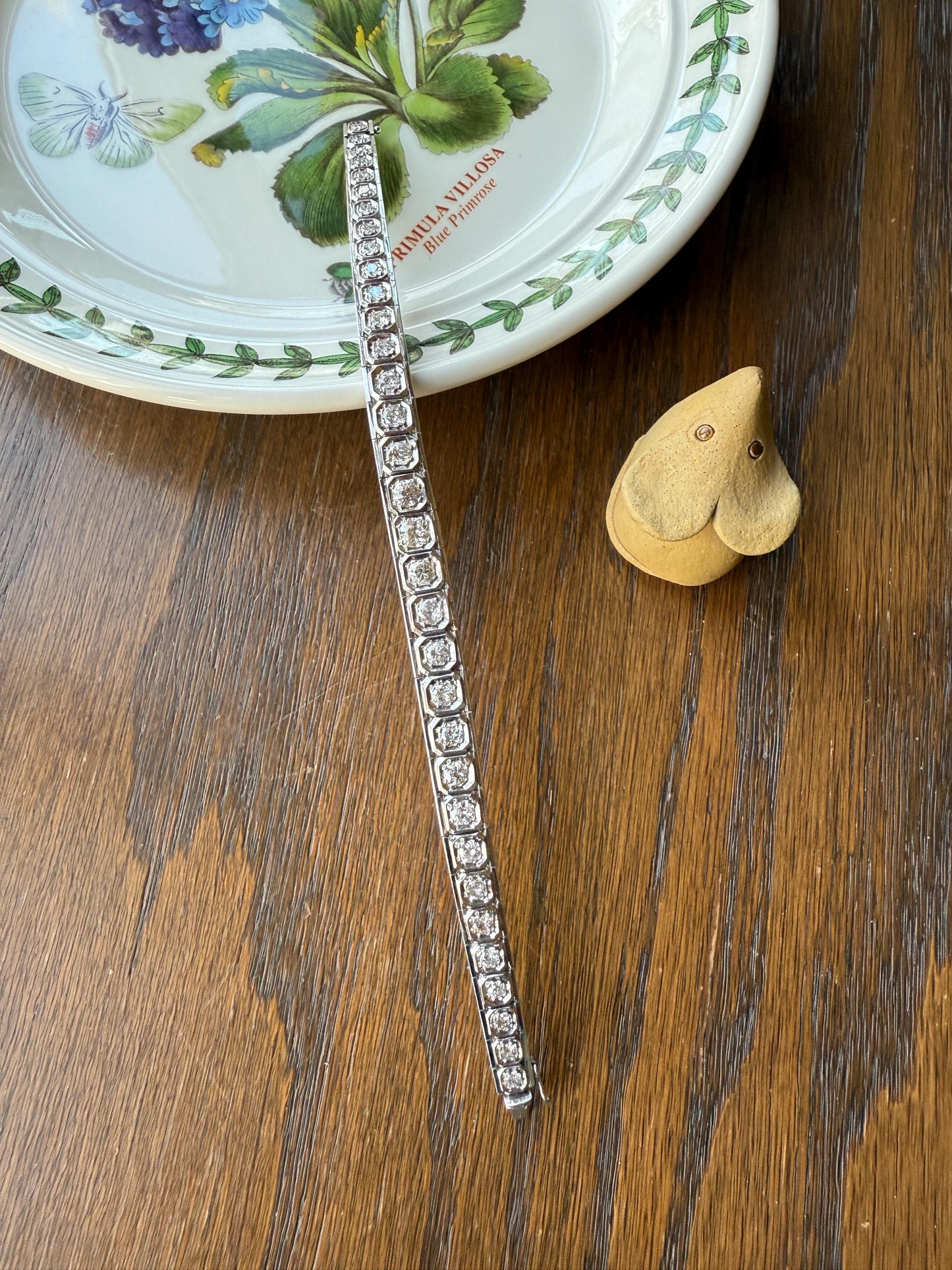 Art Deco 4.9 Carat 33 Old Mine & Transitional Cut Octagon DIAMOND Tennis Bracelet Platinum 18k White Gold Vintage Bezel Set Wriststack 5Ct