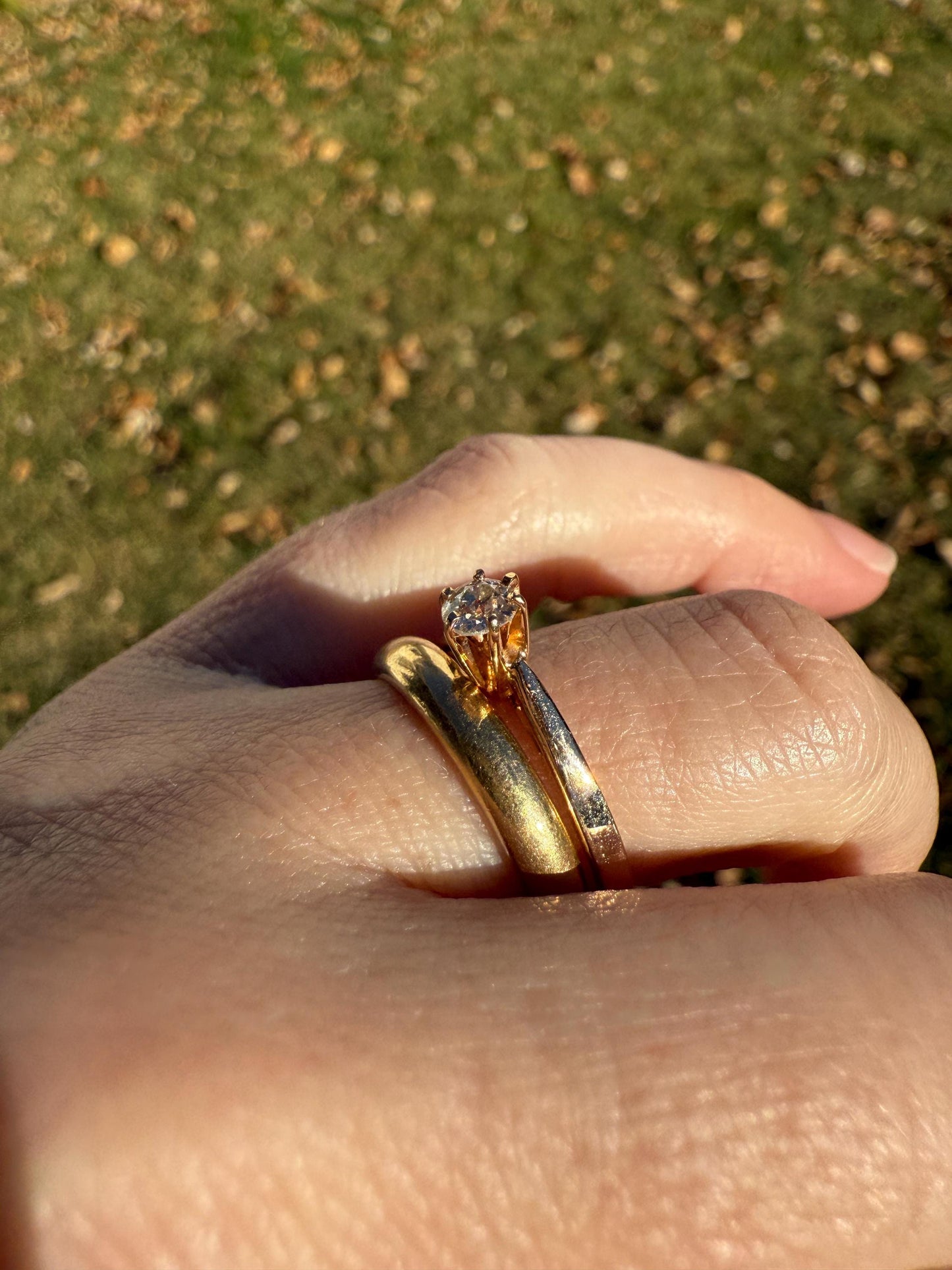 TALL Dainty French Old Mine Cut Diamond Solitaire Engagement Ring 18k Rosy Gold Romantic Gift Belle Epoque Love Stacker Prong Set Minimalist