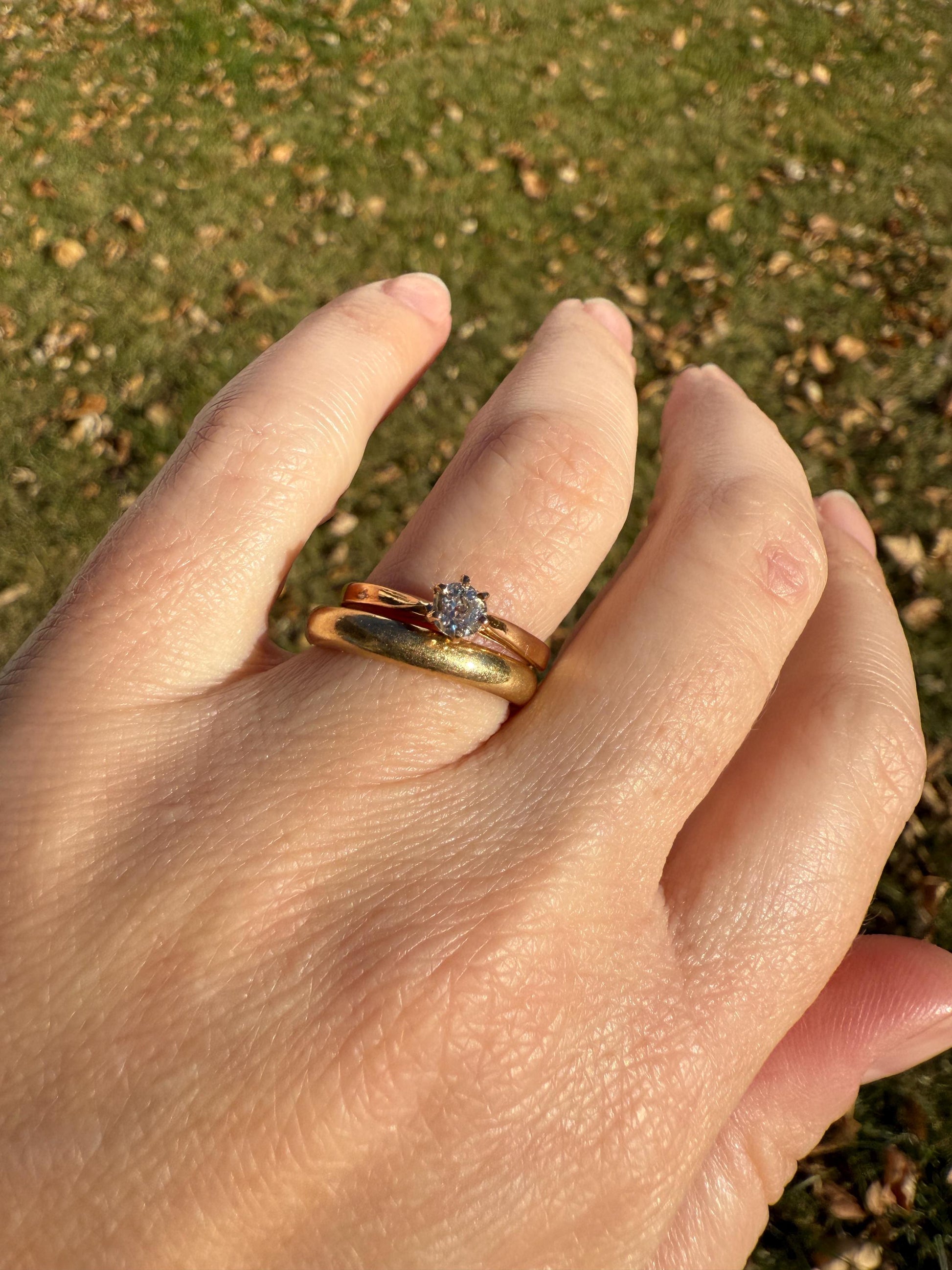 TALL Dainty French Old Mine Cut Diamond Solitaire Engagement Ring 18k Rosy Gold Romantic Gift Belle Epoque Love Stacker Prong Set Minimalist