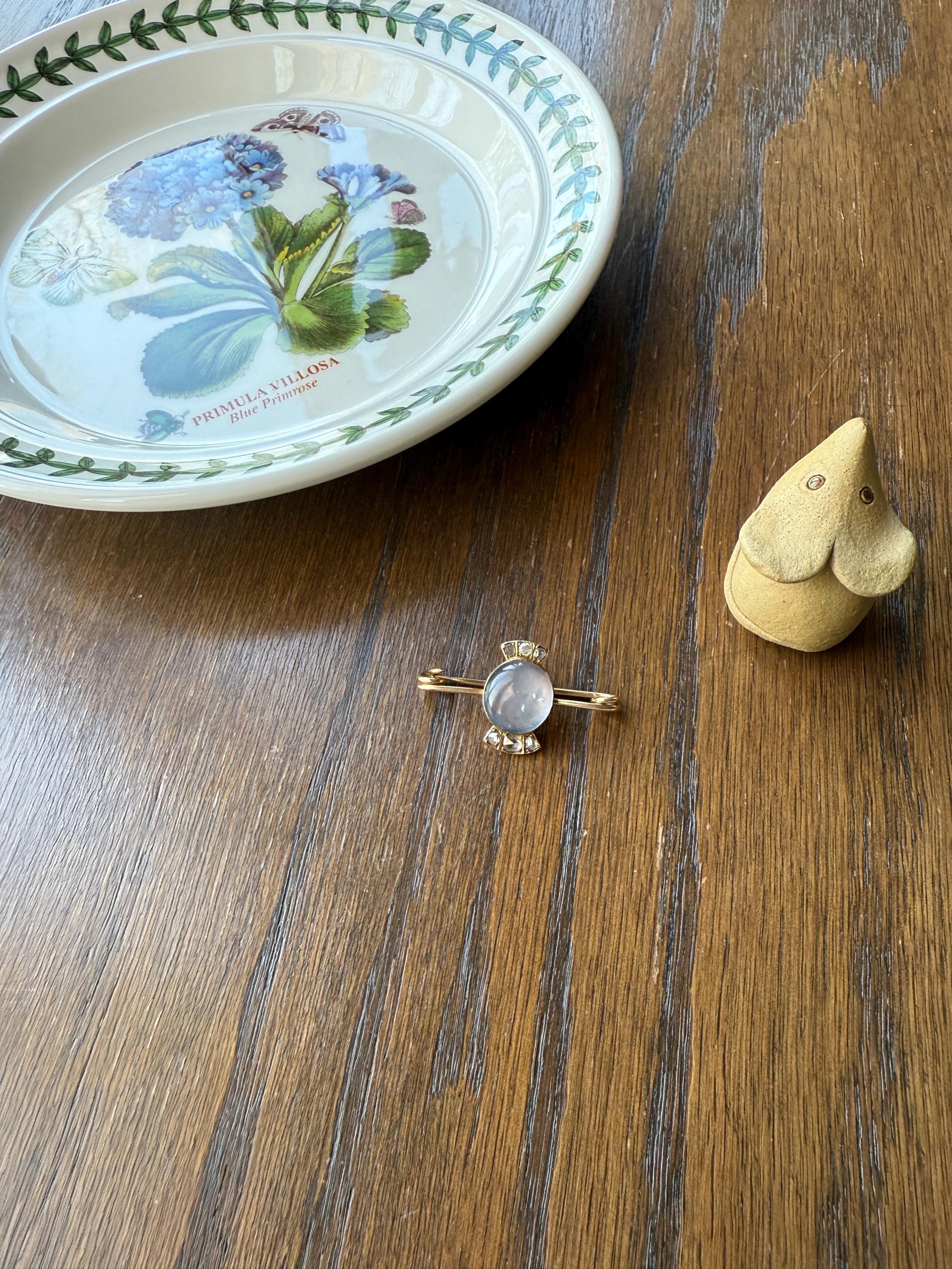 Blue MOONSTONE Victorian Antique Rose Cut DIAMOND Candy Brooch 14k Gold Extender Connector Pendant Safety Pin Charm Holder Glowing Orb