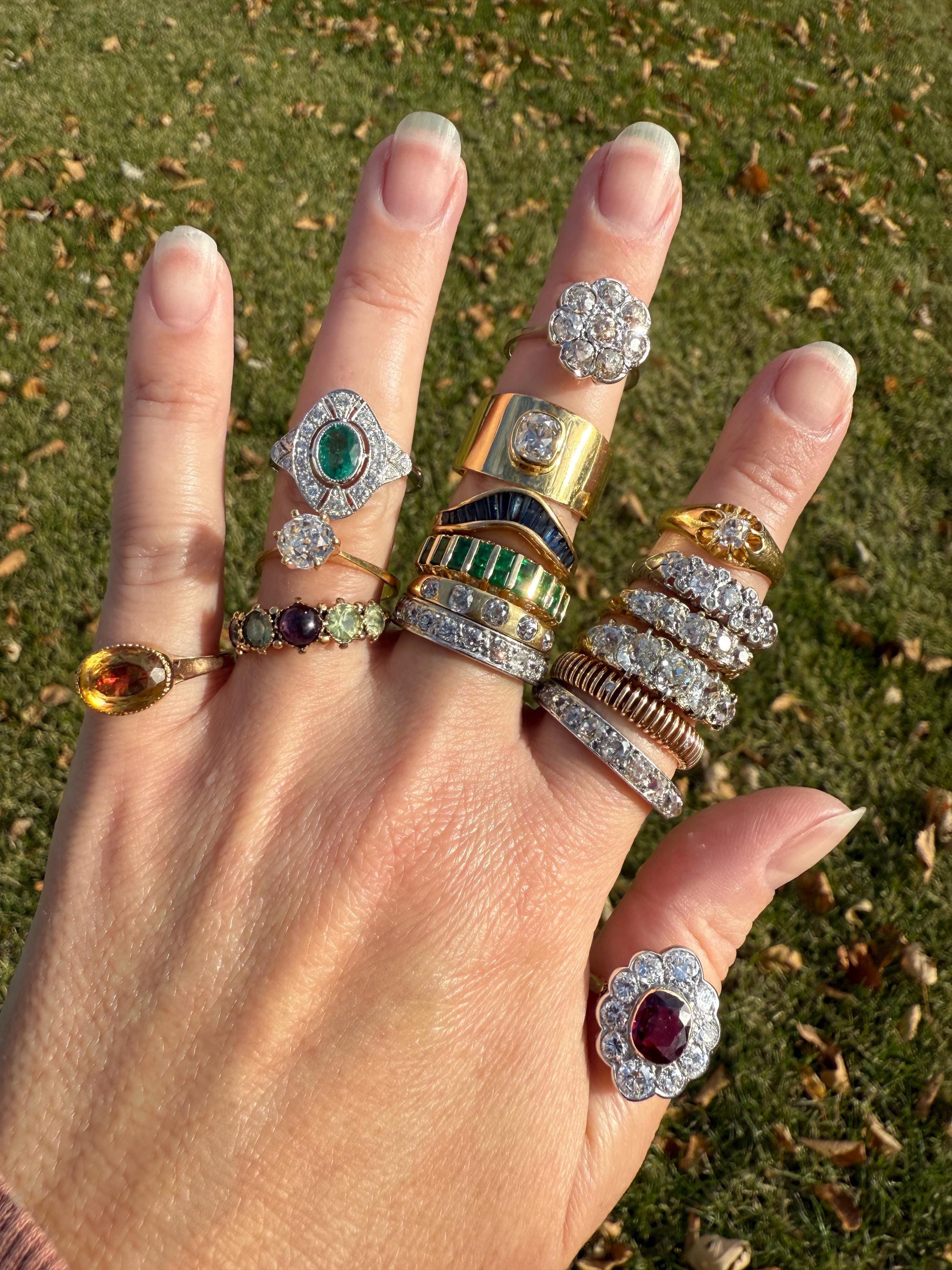 Original French Victorian Era Citrine East West Solitaire Ring 18k Gold Yellow "Vinegar & Oil" Red Foil Domed Back Unique Color Bezel Set