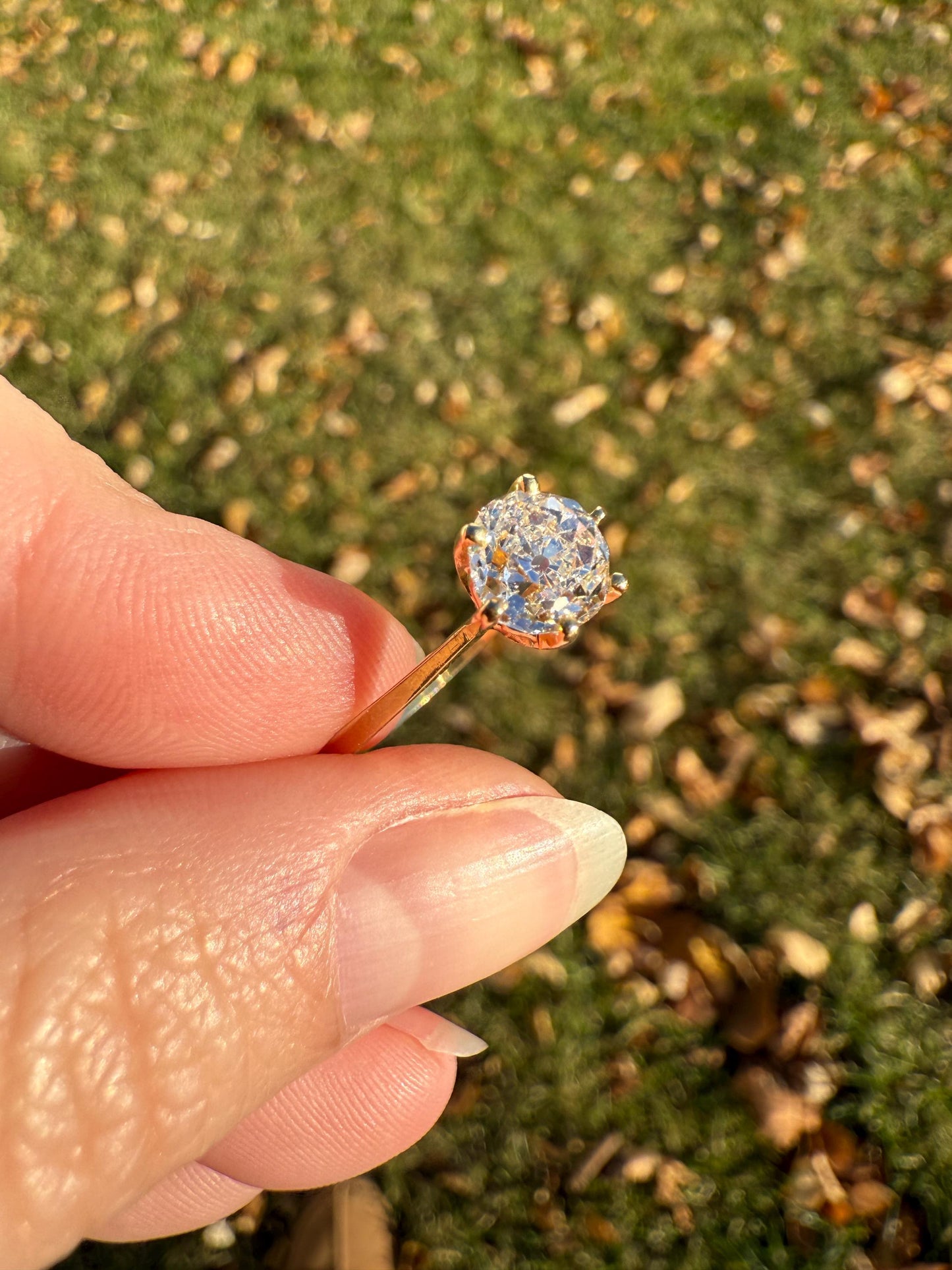 Vintage EYE CLEAN 1.2 Carat French Solitaire Ring Chunky Antique Cushion Old Mine Cut DIAMOND 18k Gold Band Engagement Romantic Gift 1Ct OmC