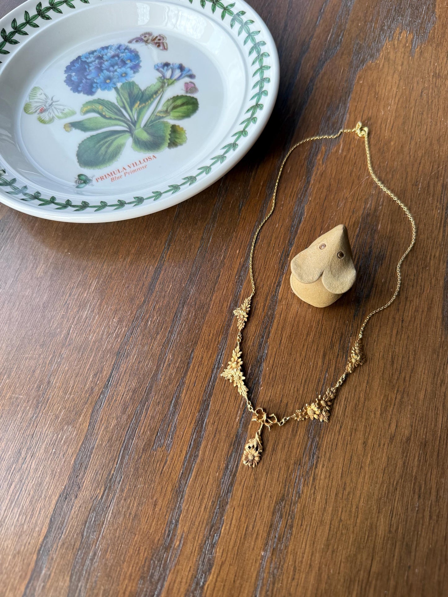 DAISY Garland Figural Chain French Art Nouveau Antique 8g 18k Gold Bow Necklace Drapery Collar Pendants Figural Floral Belle Epoque