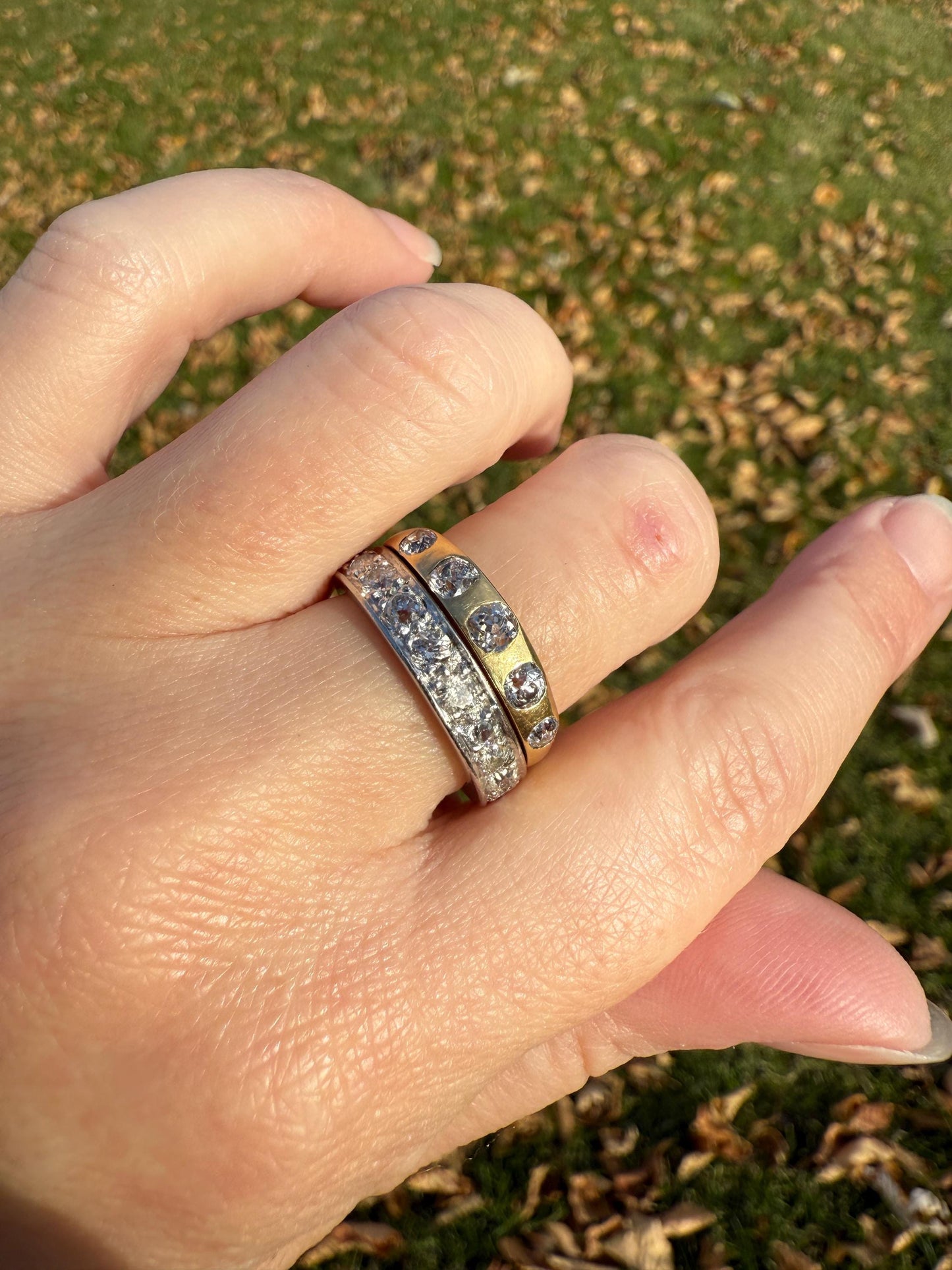 FRENCH Antique Edwardian Art Deco 1.6 Carat 20 Old Mine European Cut DiAMOND Platinum FuLL ETERNITY Band Ring Wedding 1.6Ctw Tdw OMC Stacker