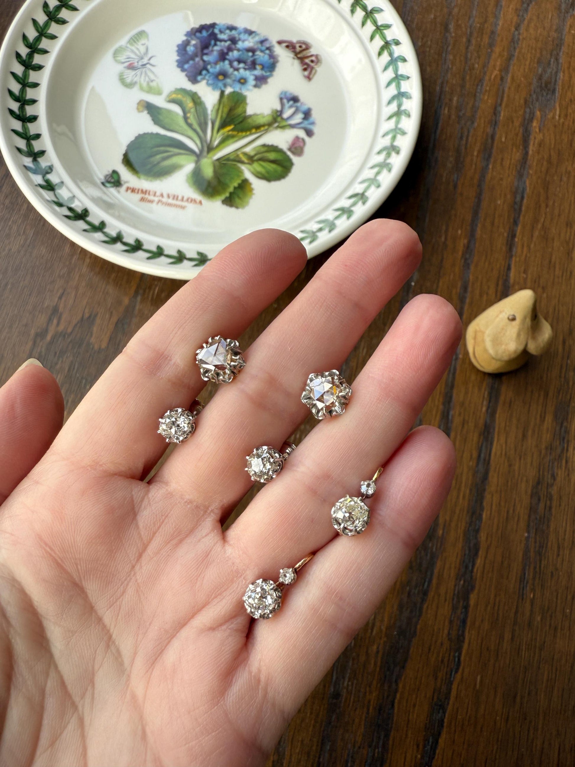 BOXED Antique 1.5 Carat Tdw Old Mine Cut Diamond Earrings 18k Gold French Victorian Dangle Dormeuse Gift Belle Epoque Bridal Something Old